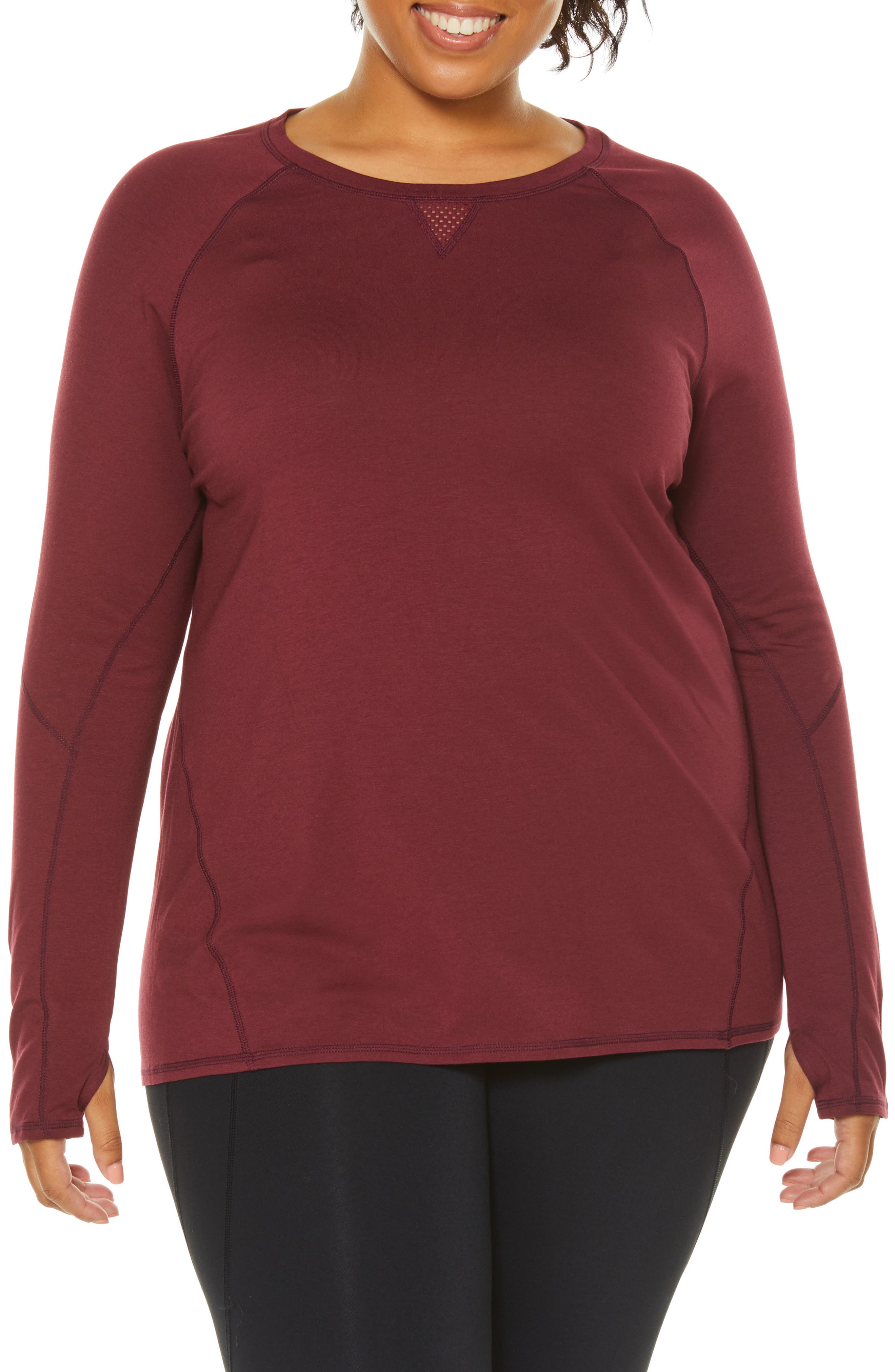 Plus Size Shape Activewear Movement Tee, Burgundy