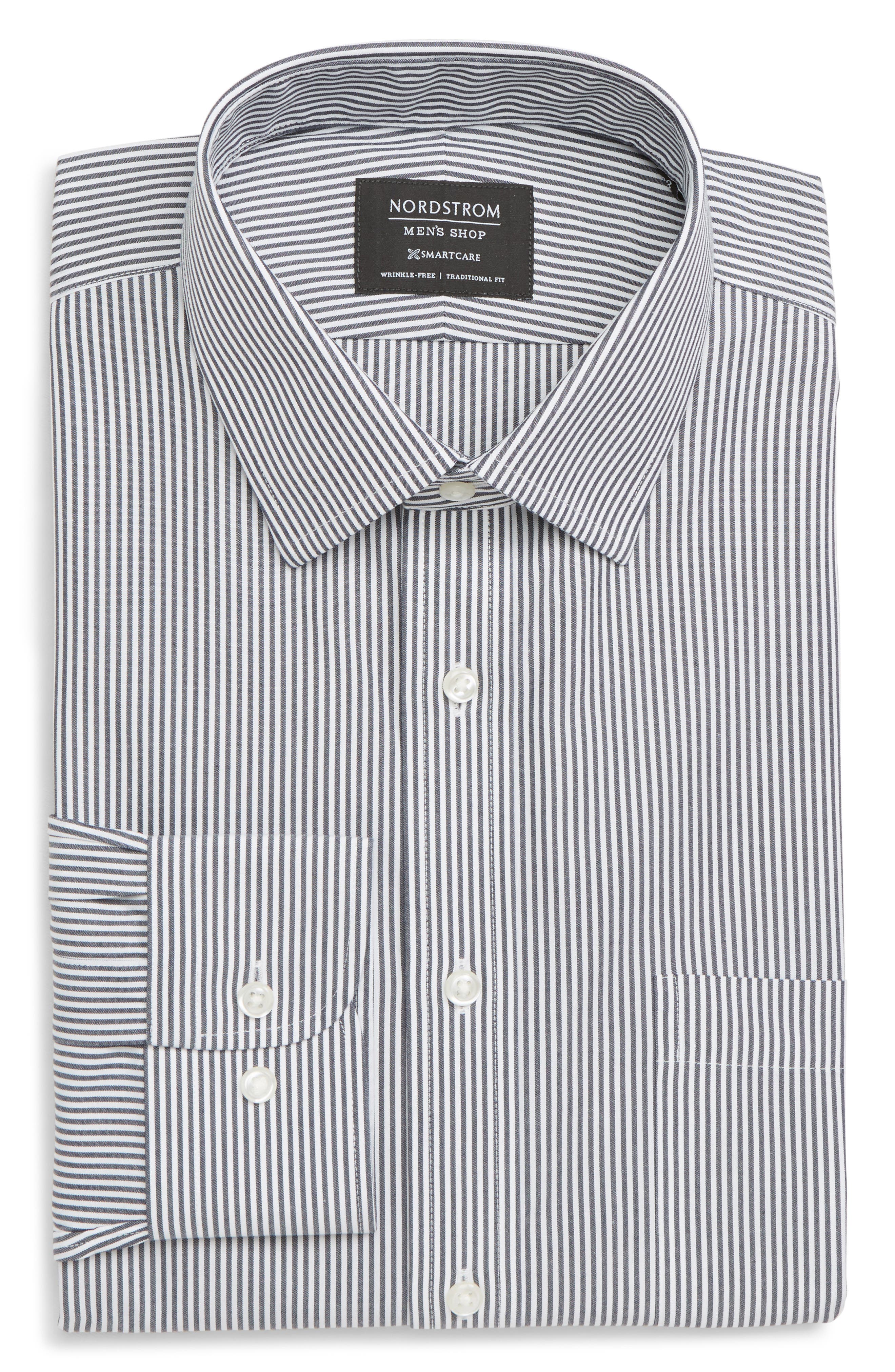 Nordstrom Shop Smartcare(TM) Traditional Fit Stripe Dress Shirt - Blue