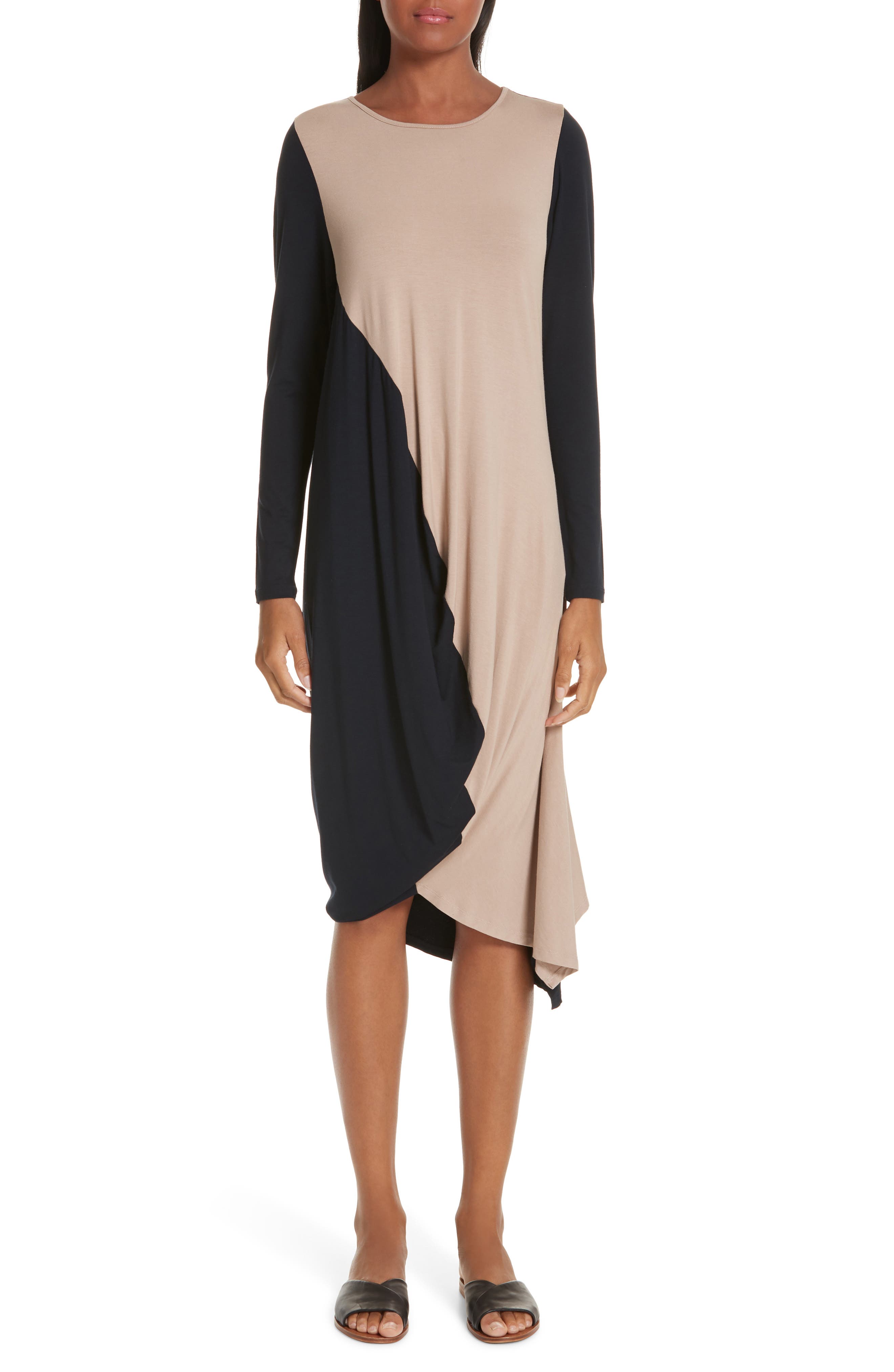 Zero + Maria Cornejo Colorblock Jersey Dress, Beige