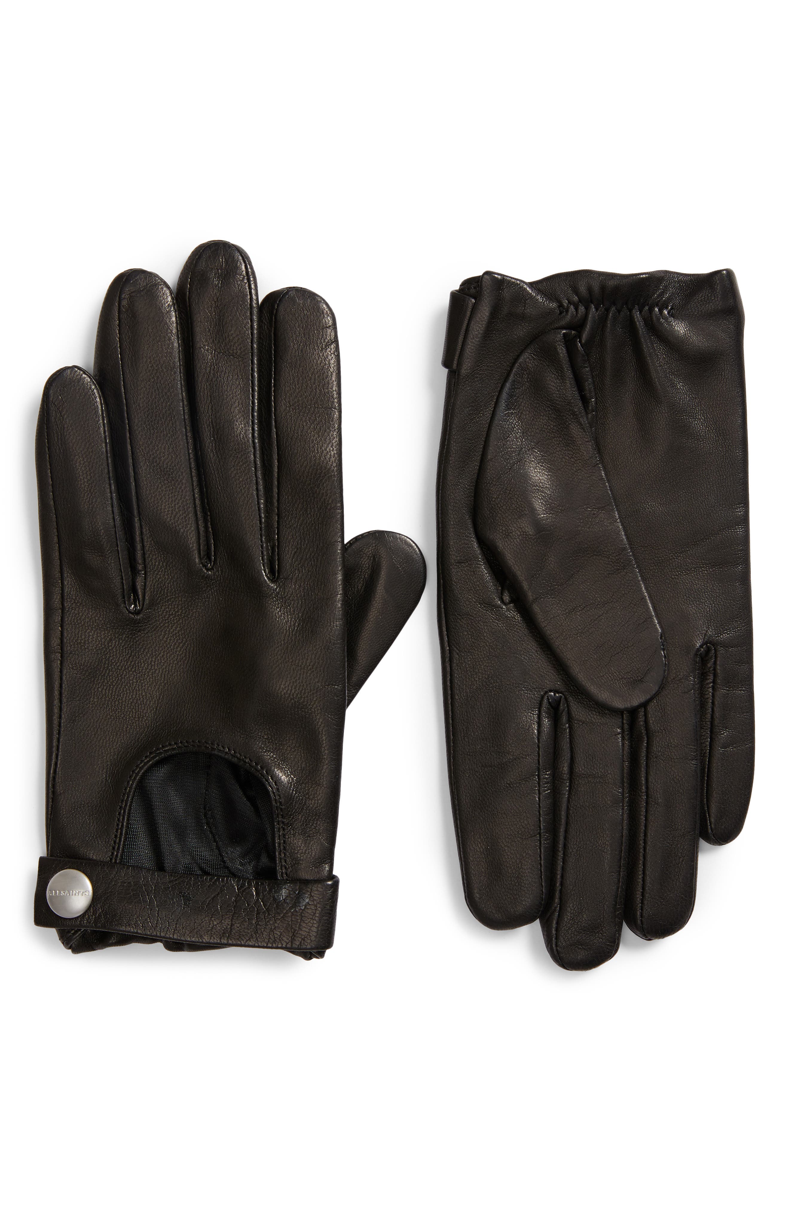 Allsaints Leather Driving Gloves, Black