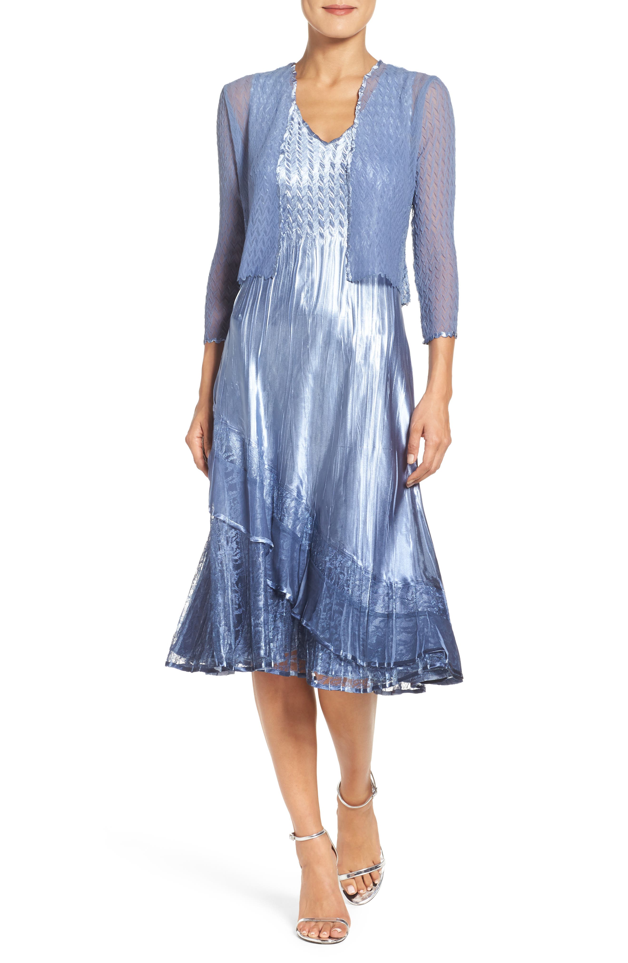 Petite Komarov A-Line Dress & Jacket, Blue