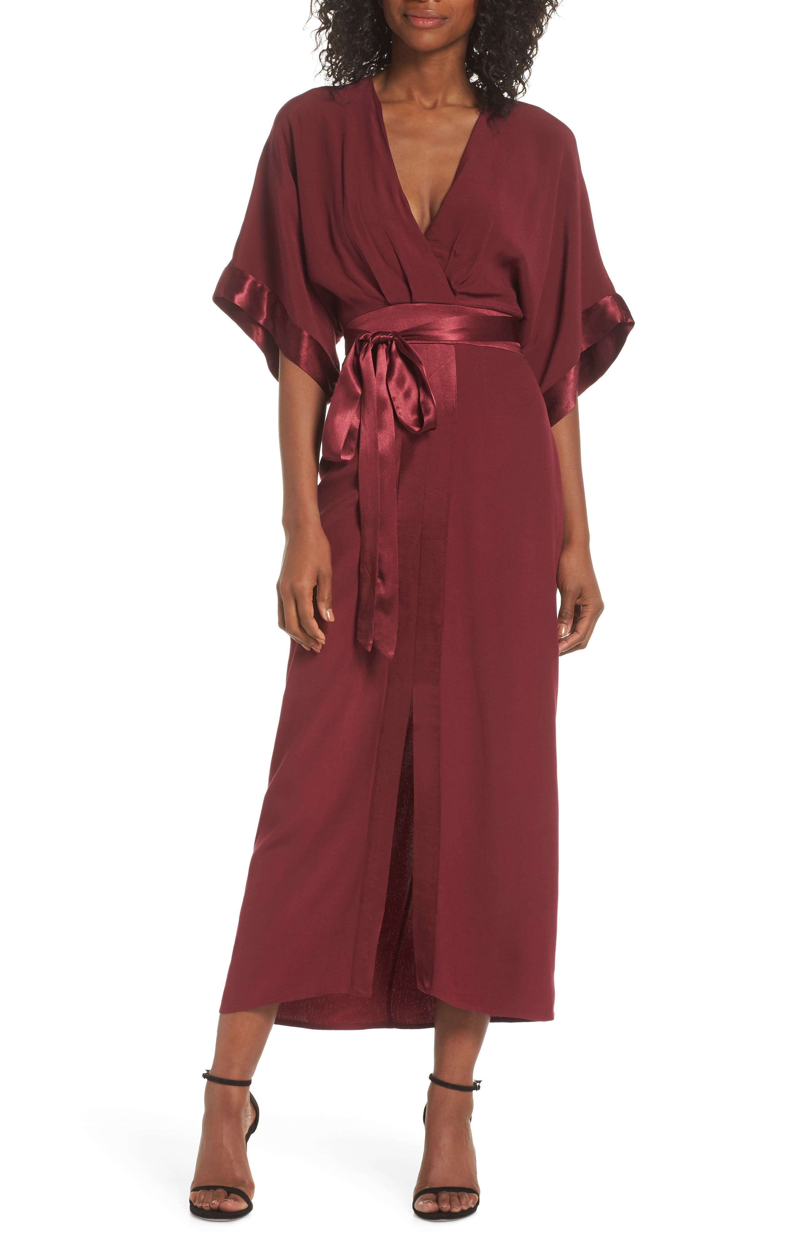 Adelyn Rae Melinda Kimono Midi Dress, Red