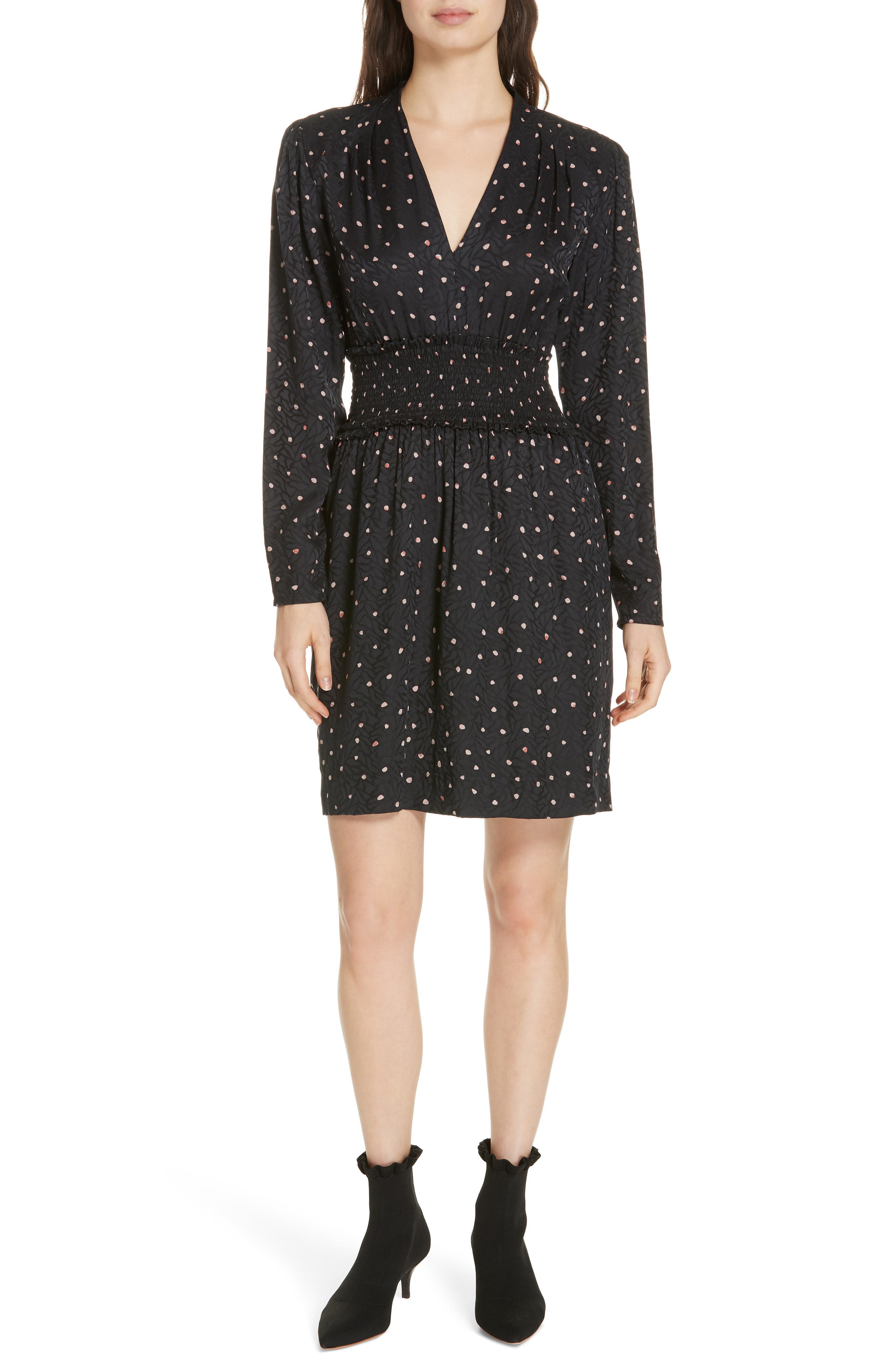 Rebecca Taylor Painted Dot Dress, Black