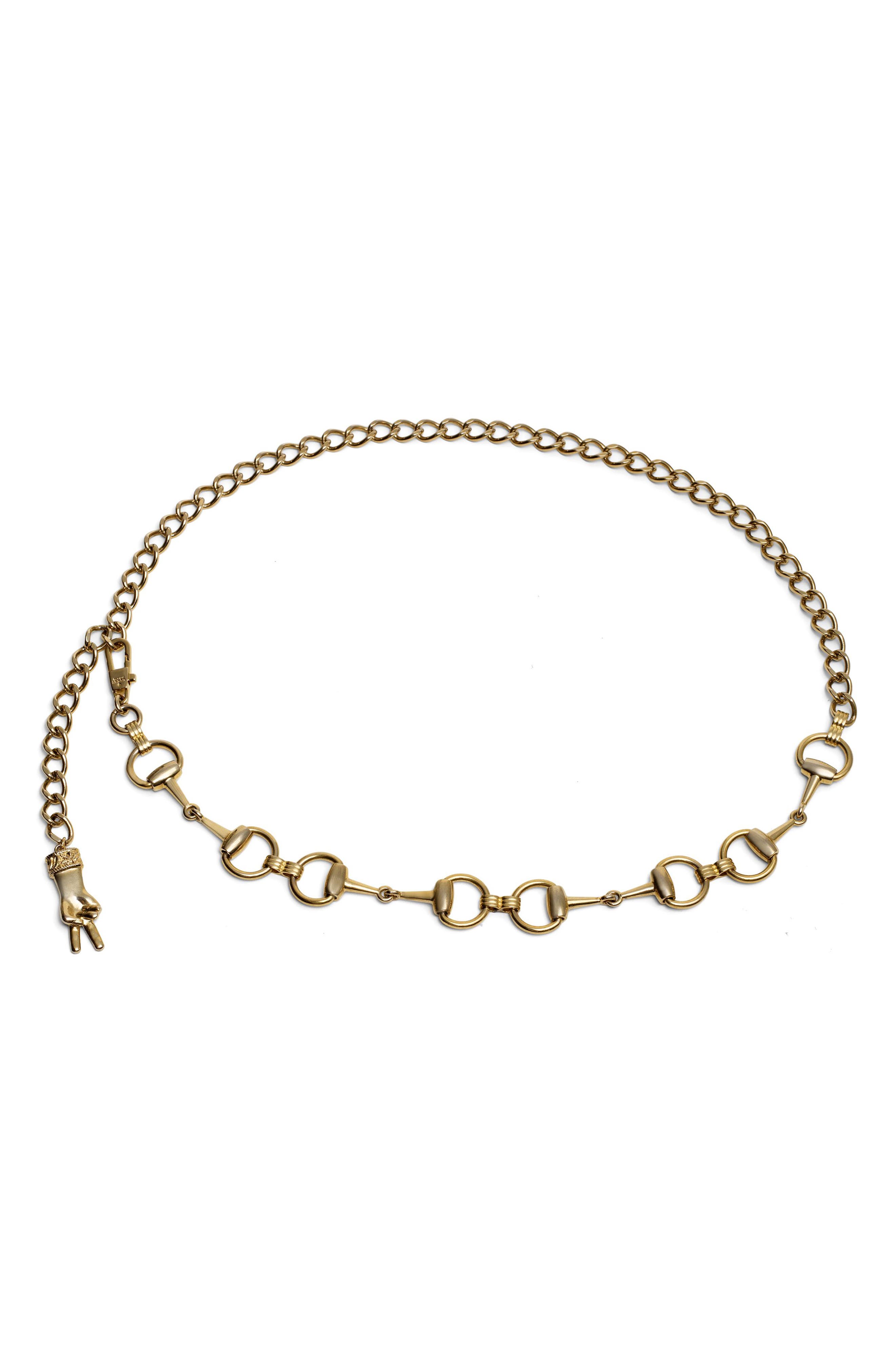 Gucci Horsebit Chain Belt, Gold