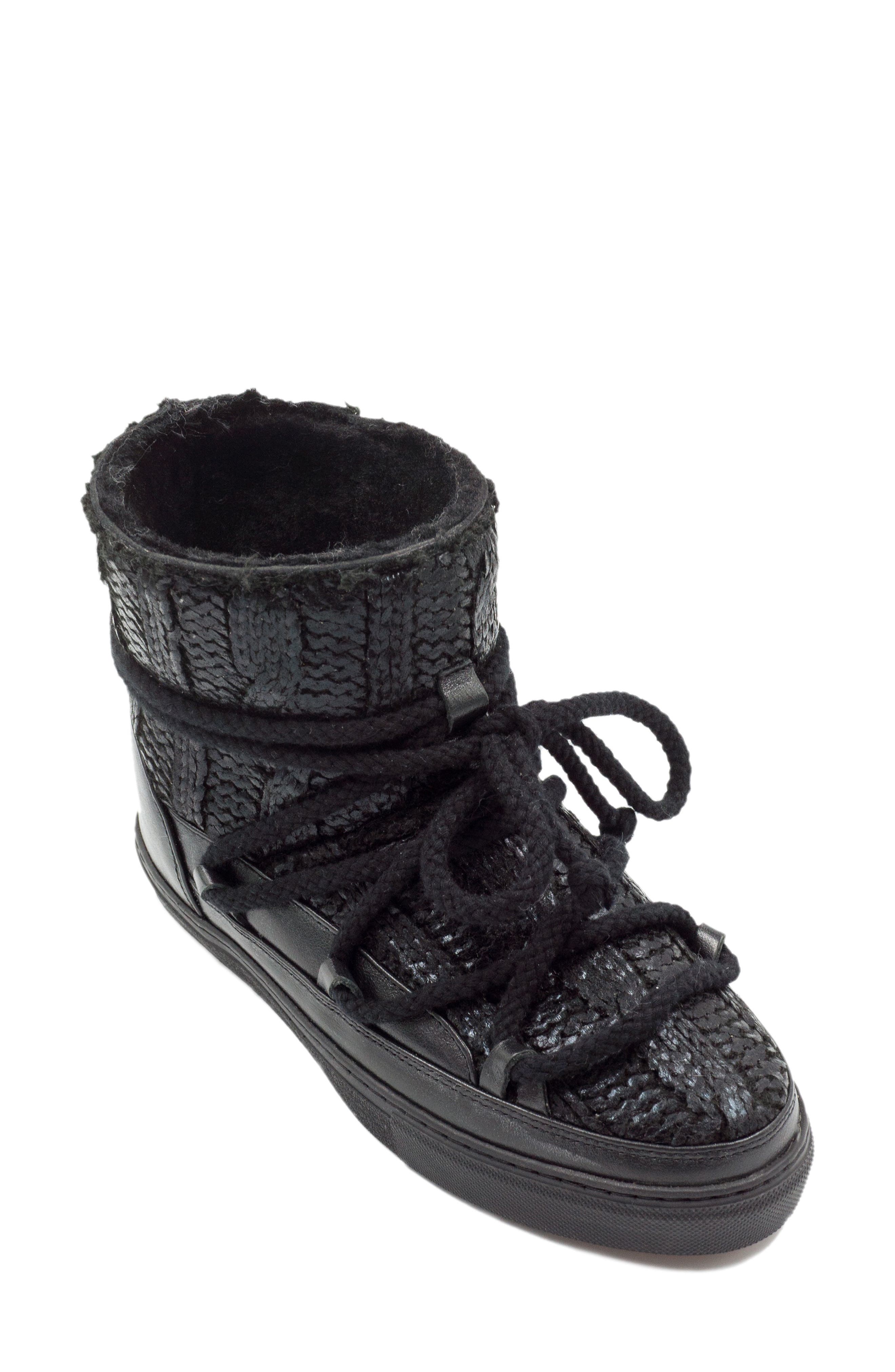 Inuikii Galway Genuine Sheepskin Sneaker Boot Black