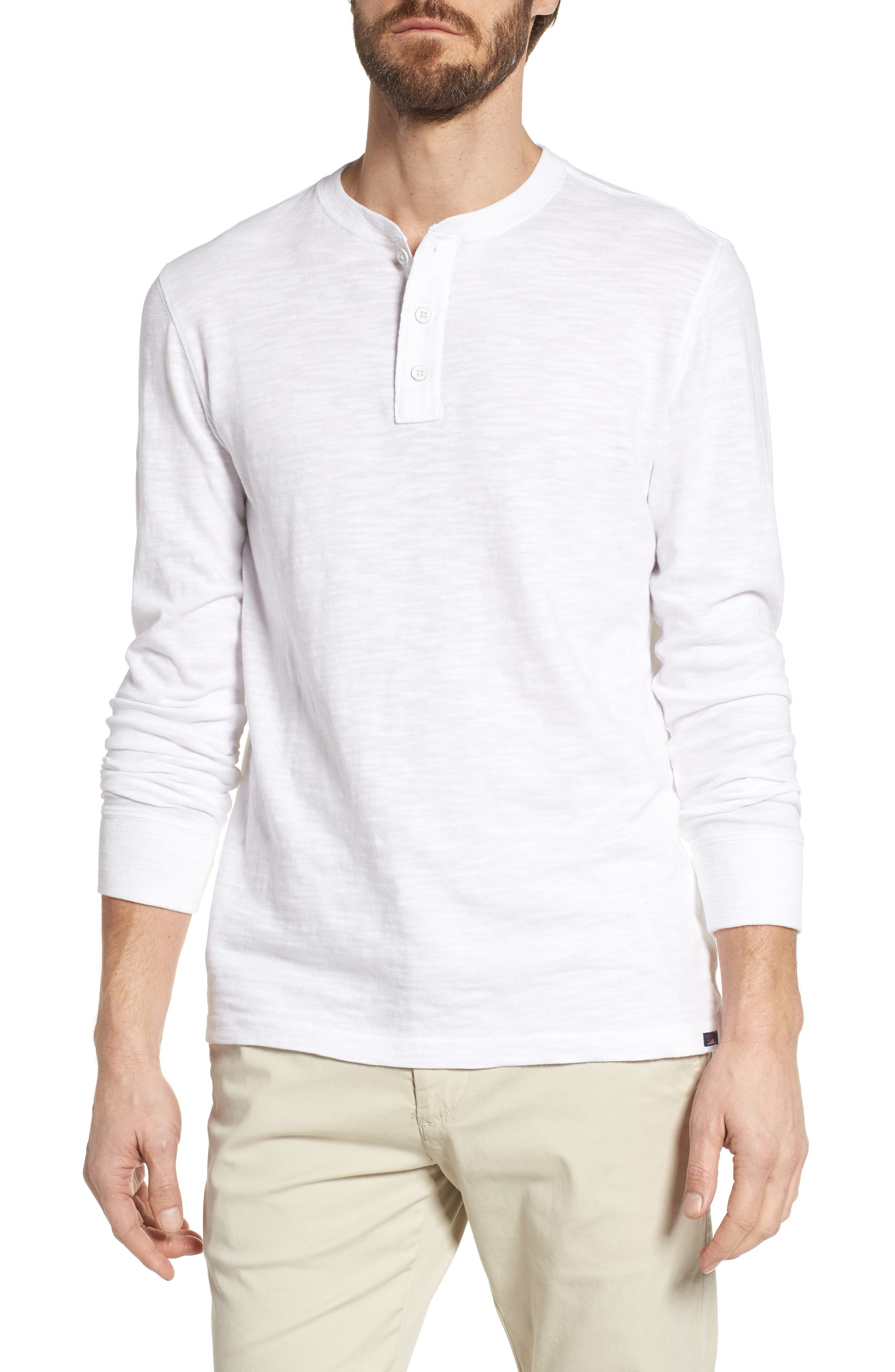 Faherty Slub Cotton Henley, White