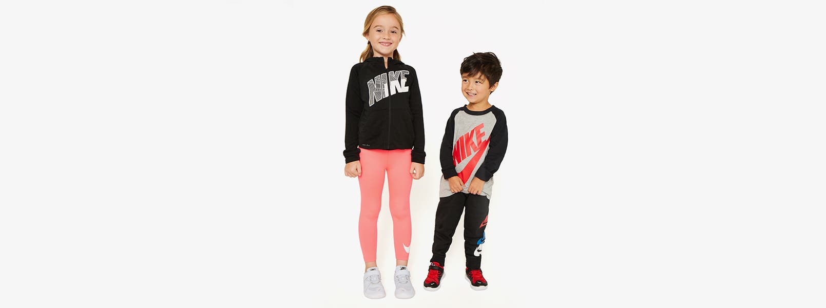 Girl and boy in Nike activewear.