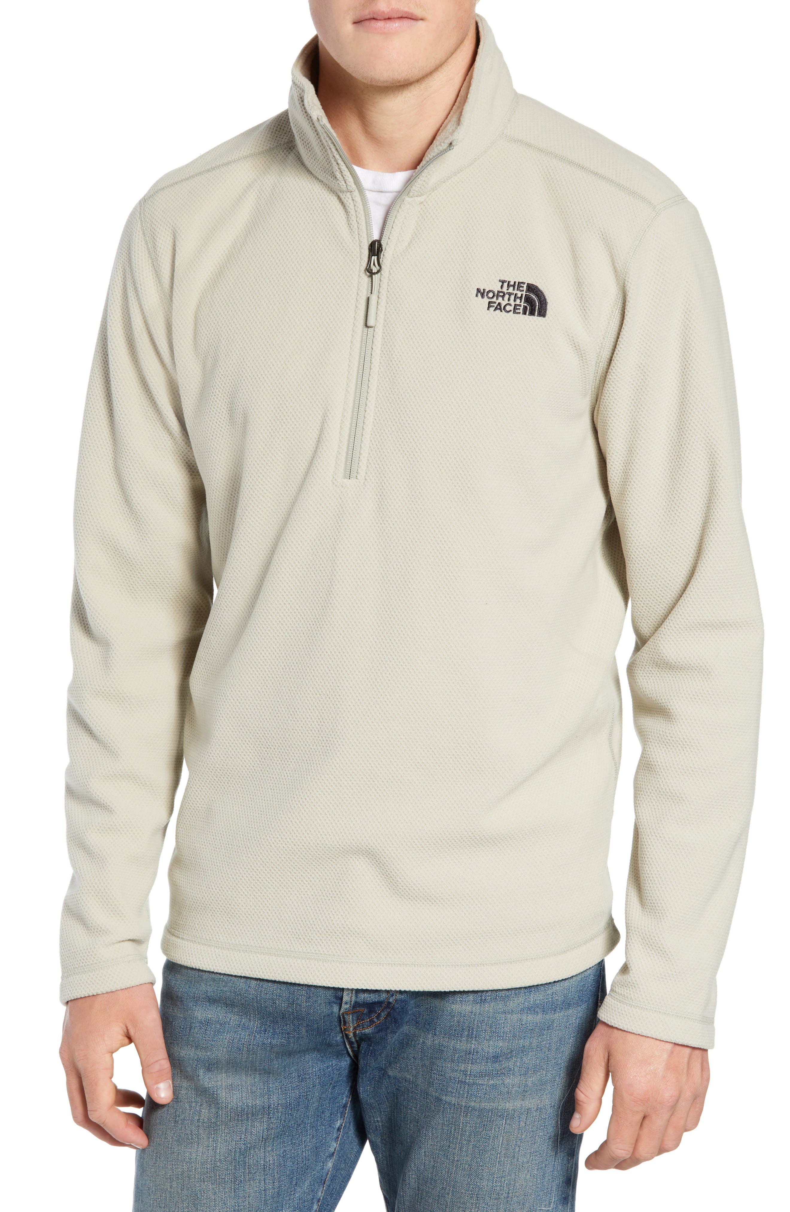 The North Face Texture Cap Rock Quarter Zip Fleece Jacket, Beige