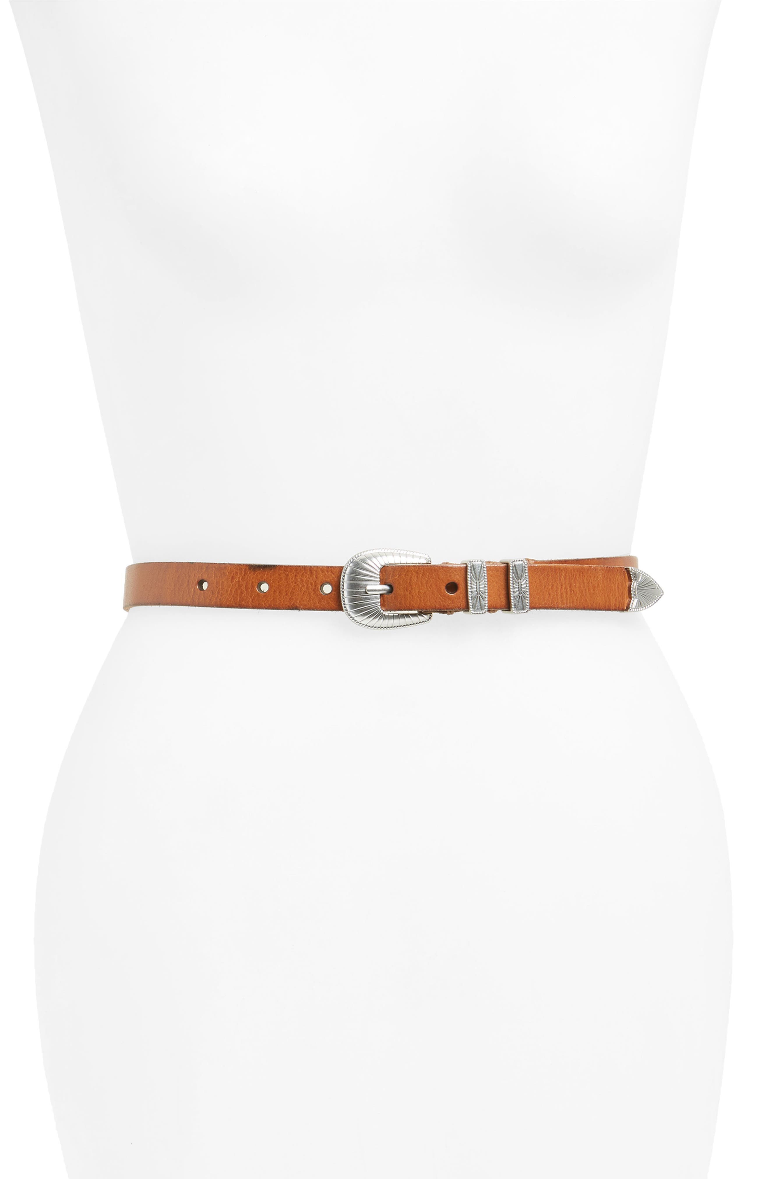 Frye Ellen Leather Belt, Corteccia