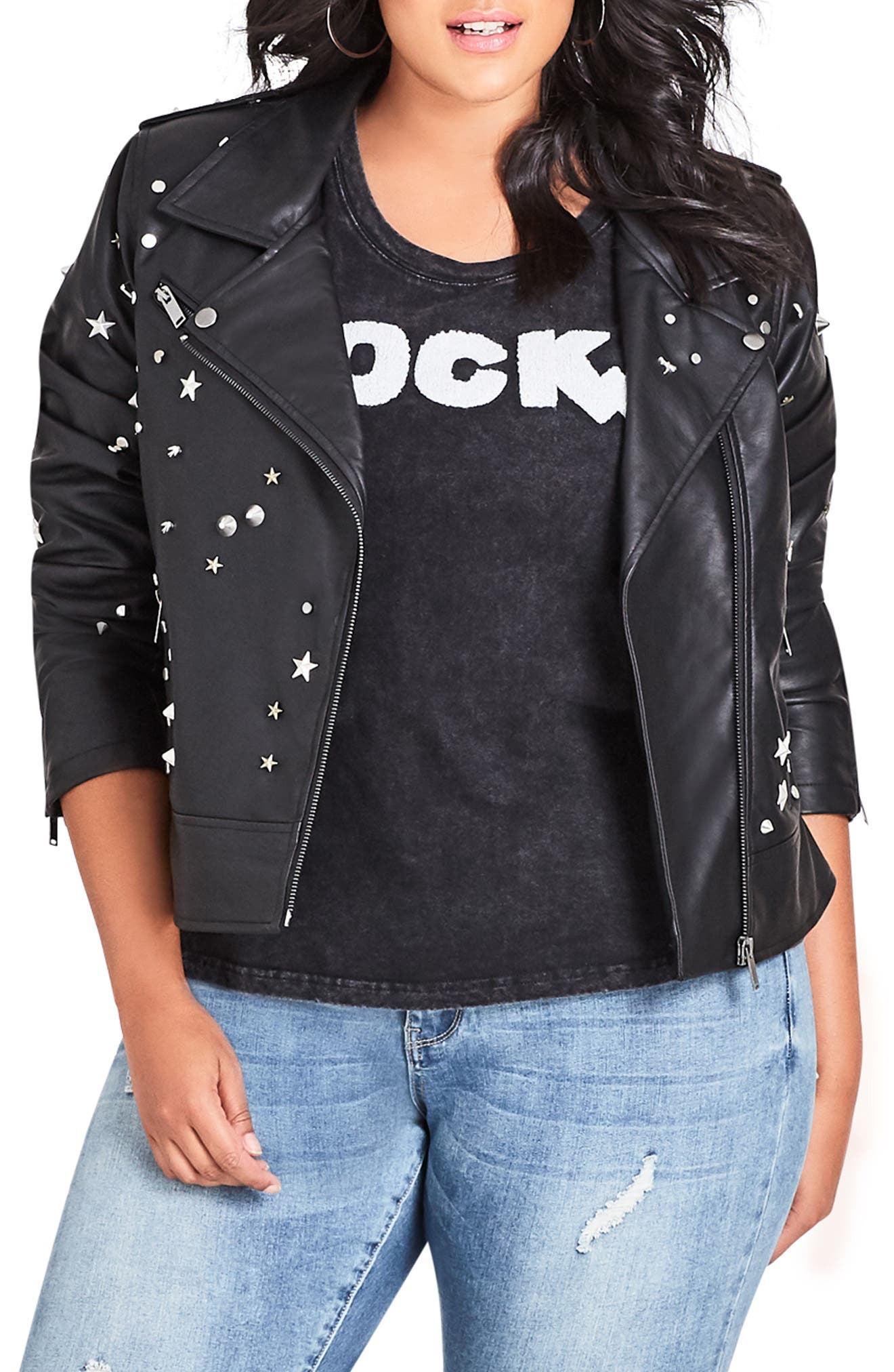 Plus Size City Chic Rock Tee, Black