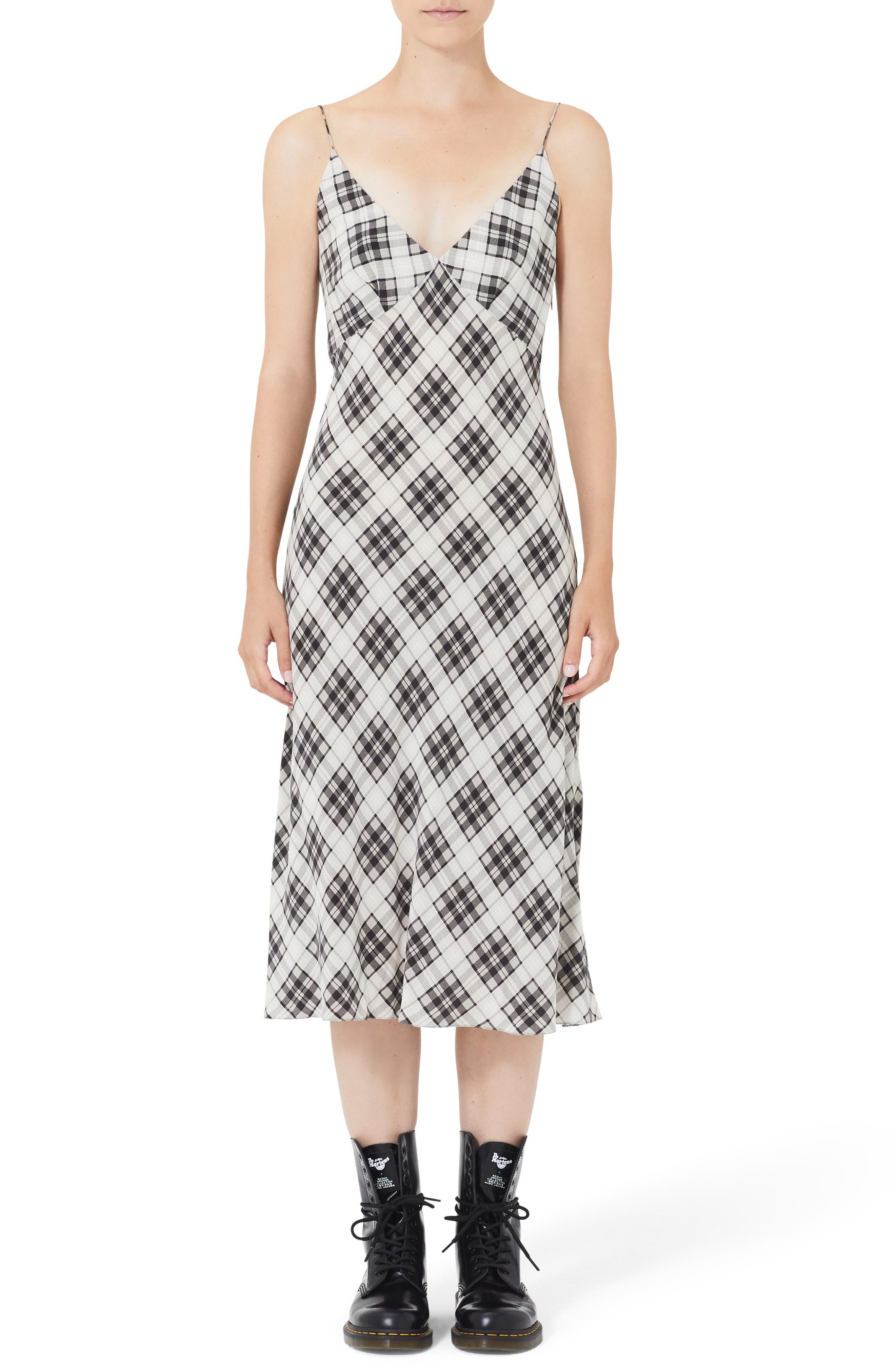 Marc Jacobs Plaid Silk Slipdress, Ivory