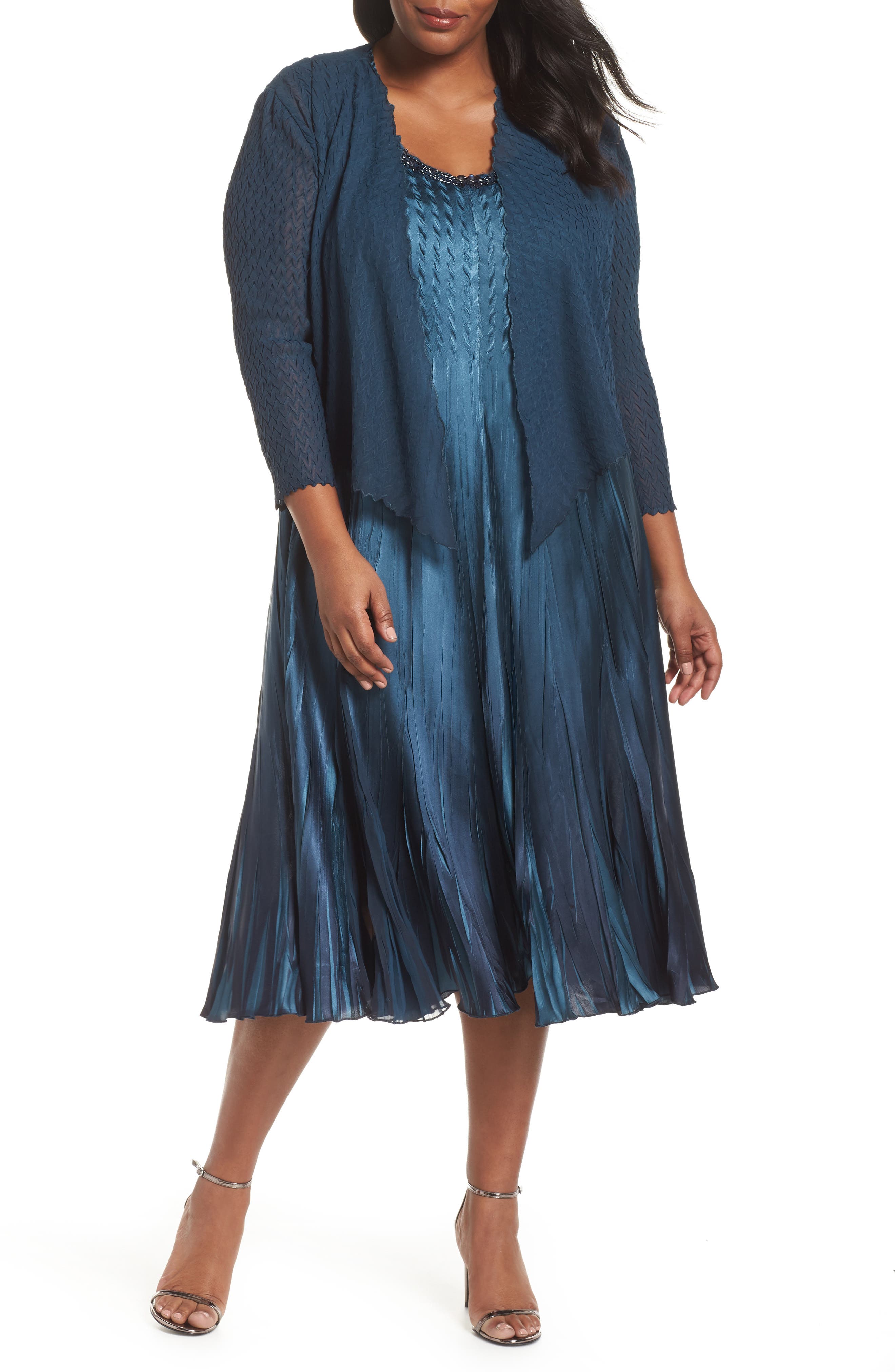 Plus Size Komarov Embellished Dress With Jacket