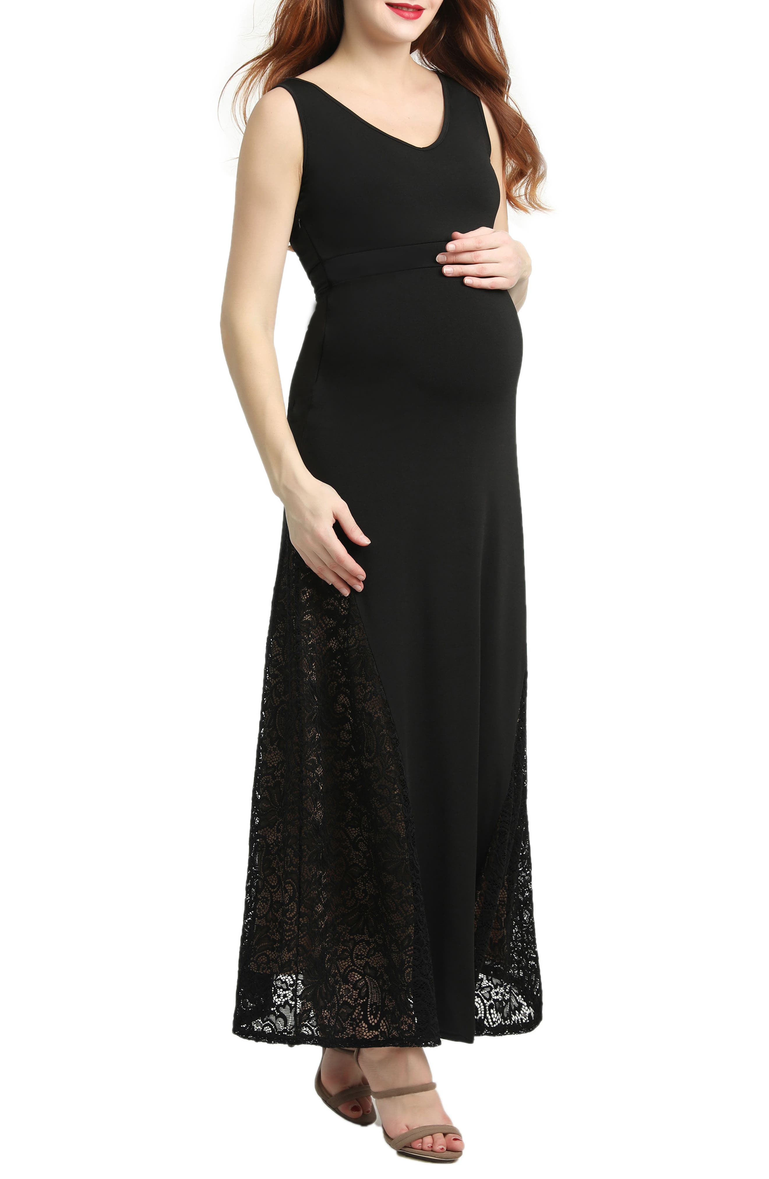 Kimi And Kai Elizabeth Lace Maternity Maxi Dress, Black