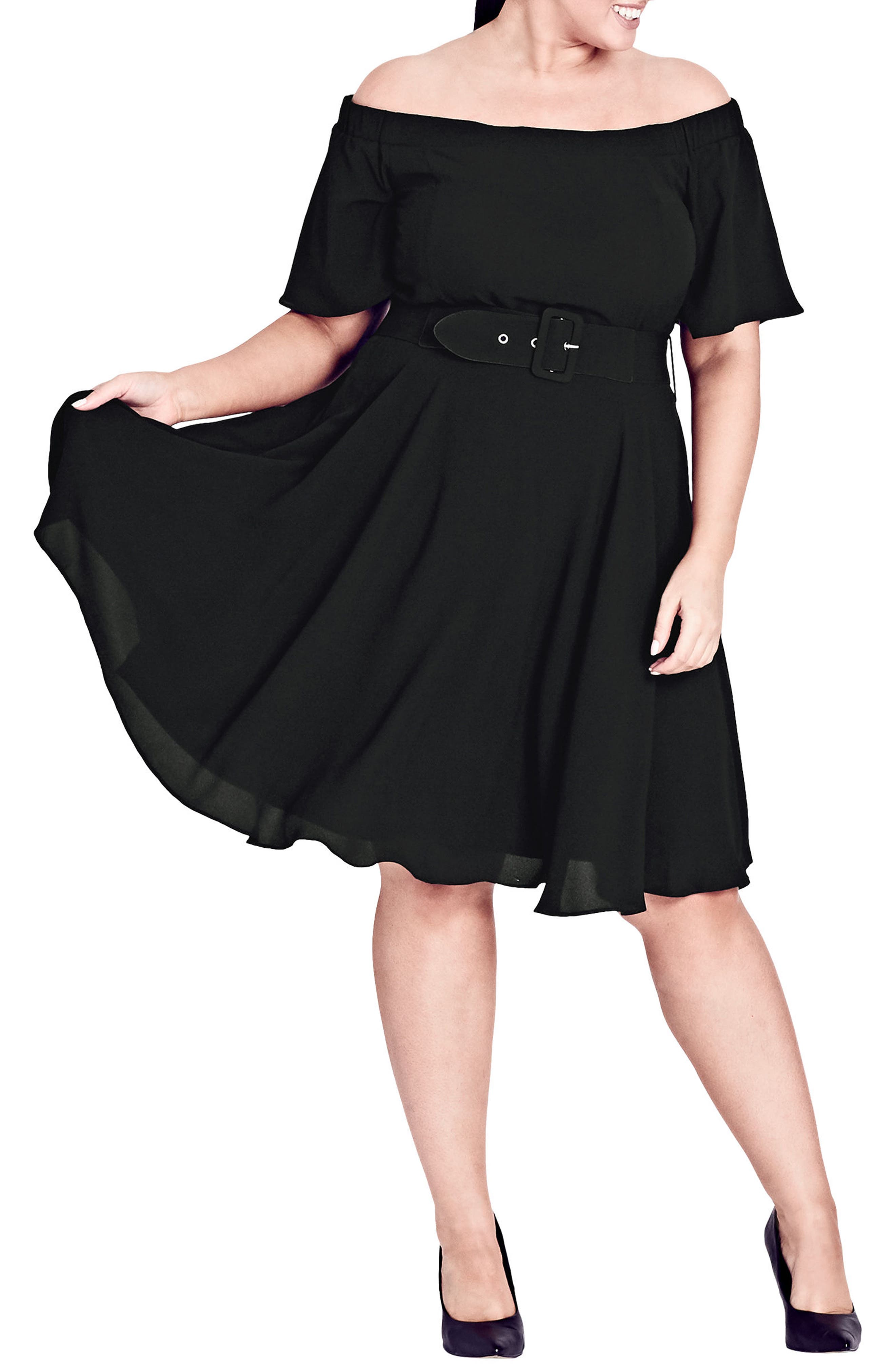 Plus Size City Chic Lady Valerie Fit & Flare Dress, Black