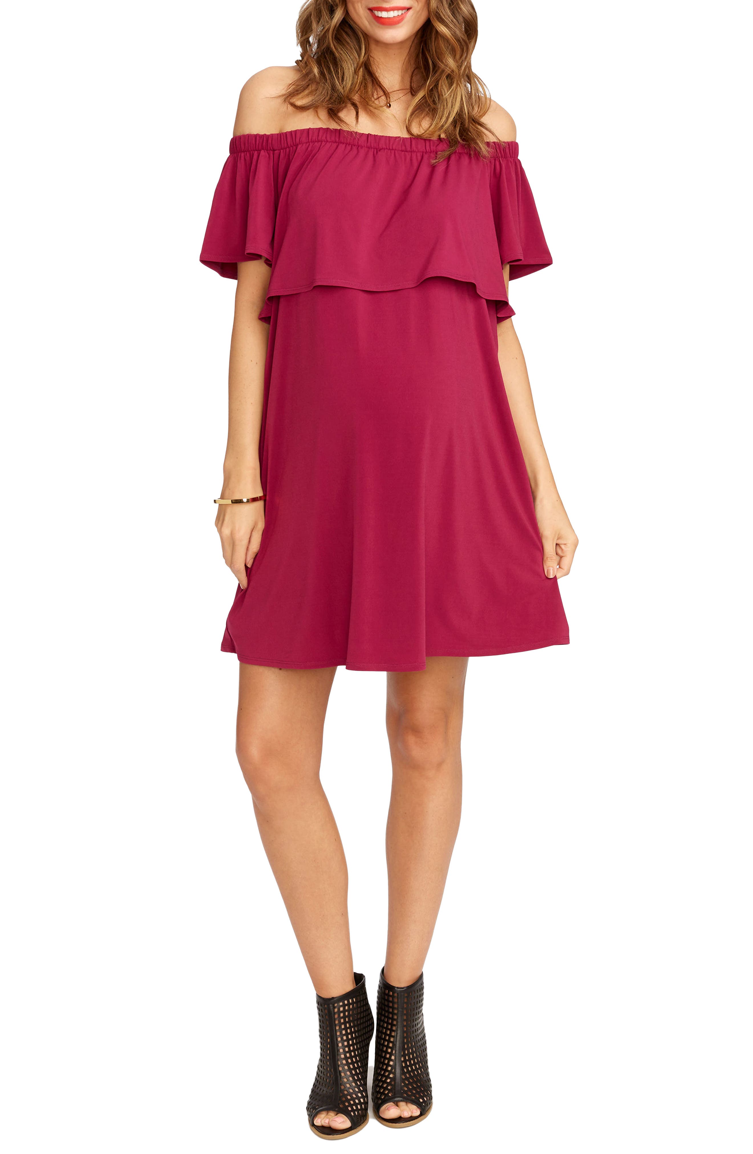 Rosie Pope Luisa Off The Shoulder Maternity Dress, Purple