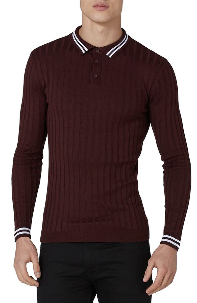 Topman Slim Fit Rib Knit Polo Nordstrom