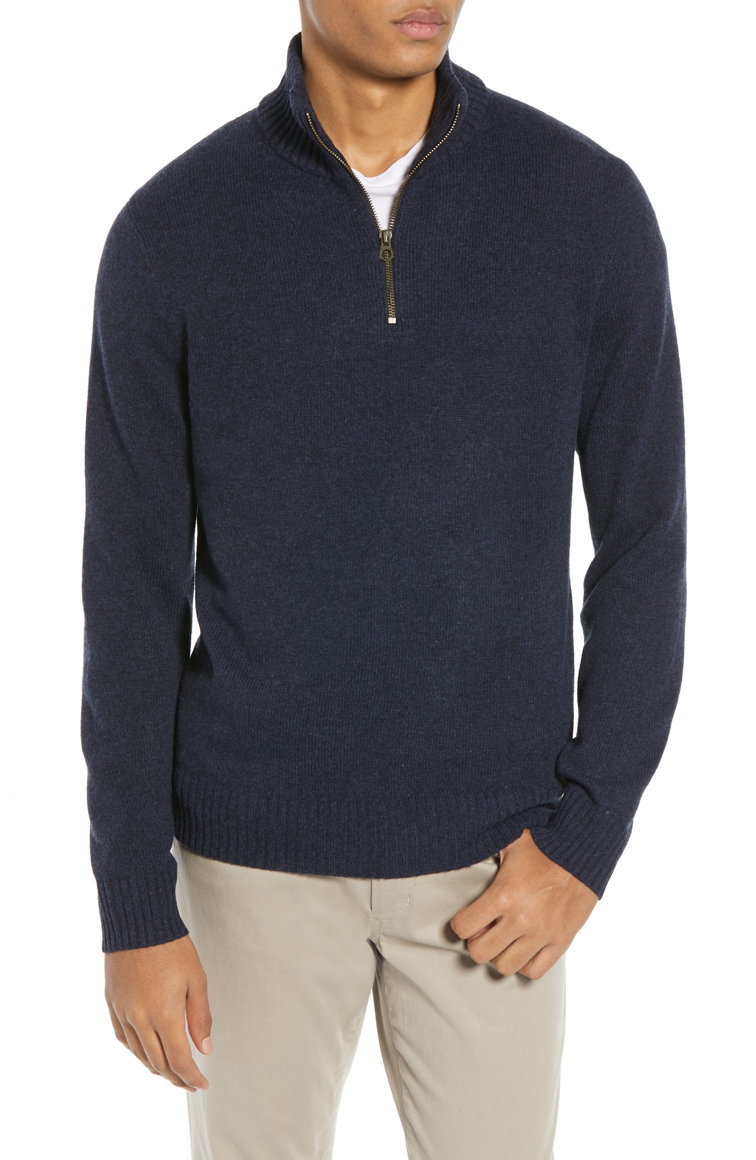 J.crew Rugged Merino Wool Blend Half Zip Sweater, Blue