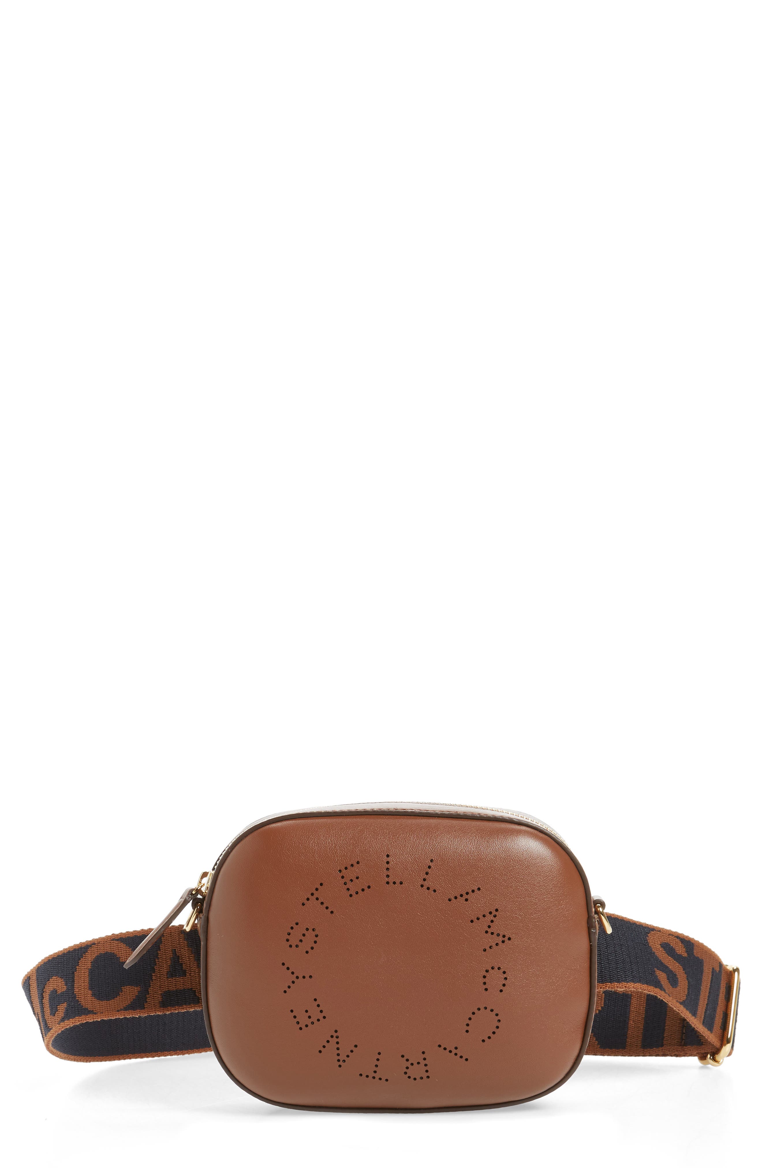Stella Mccartney Perforated Logo Convertible Faux Leather Belt Bag - Brown
