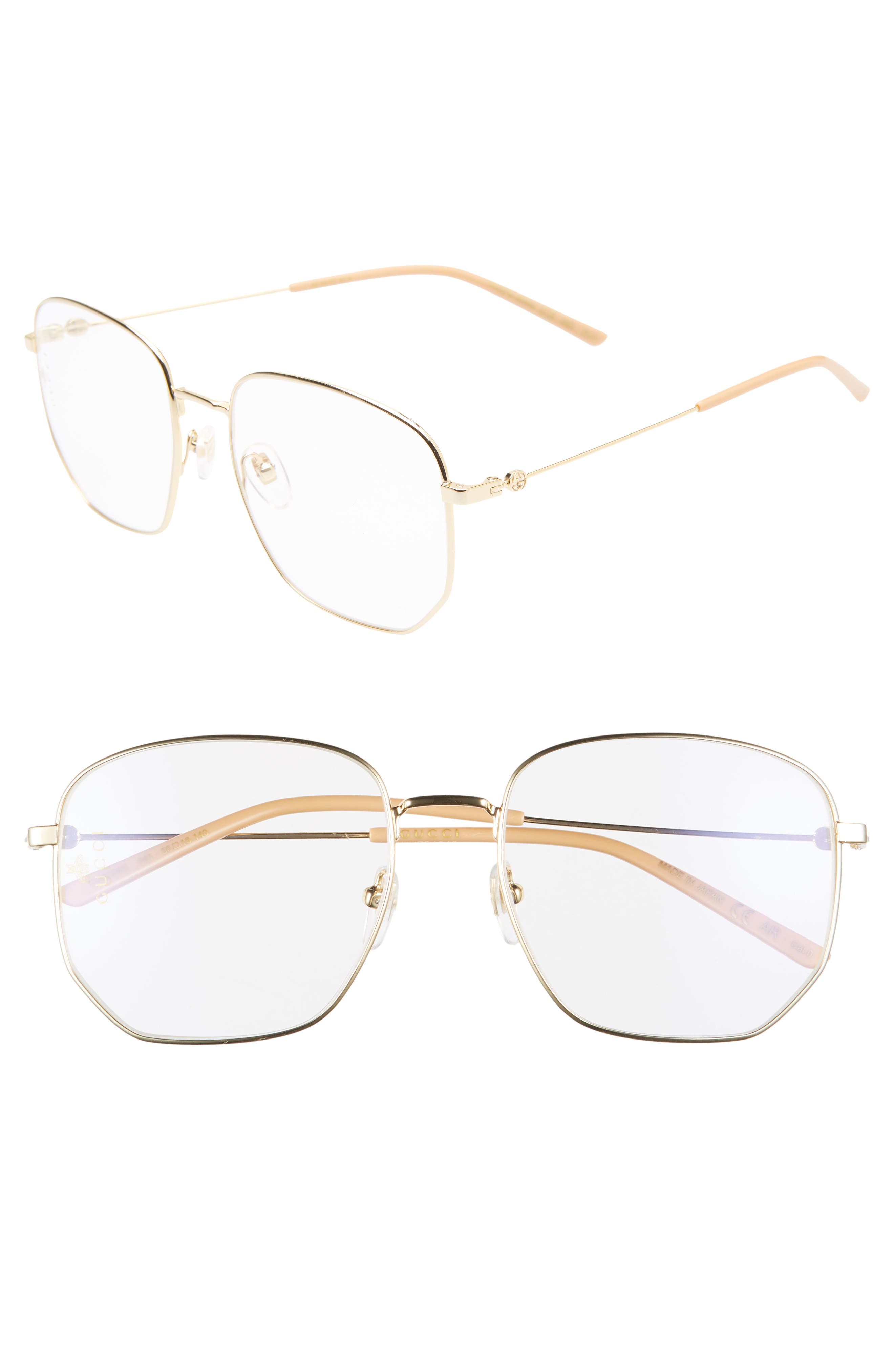 gucci gold octagonal glasses