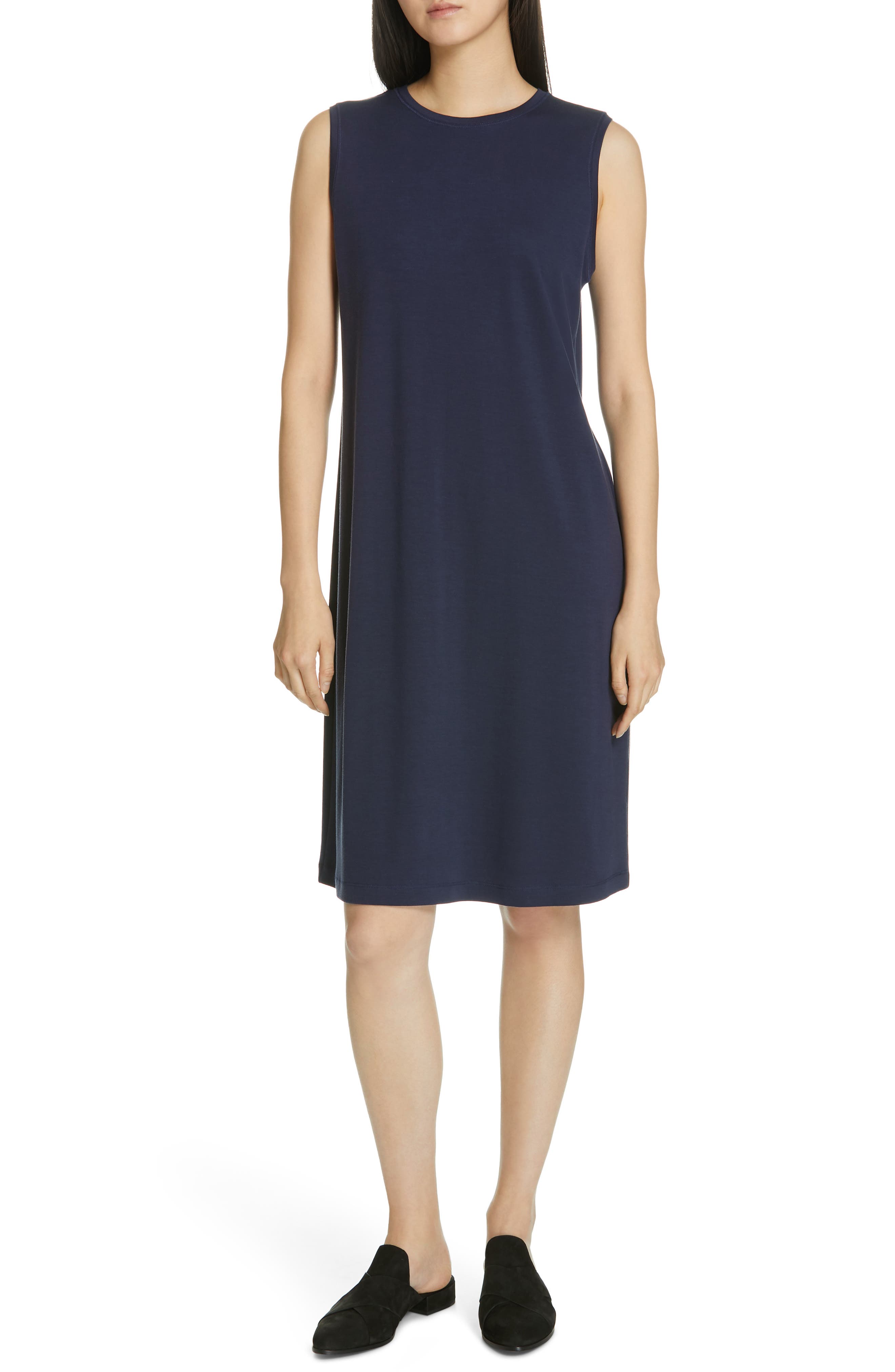 Petite Eileen Fisher Knit Shift Dress, Blue