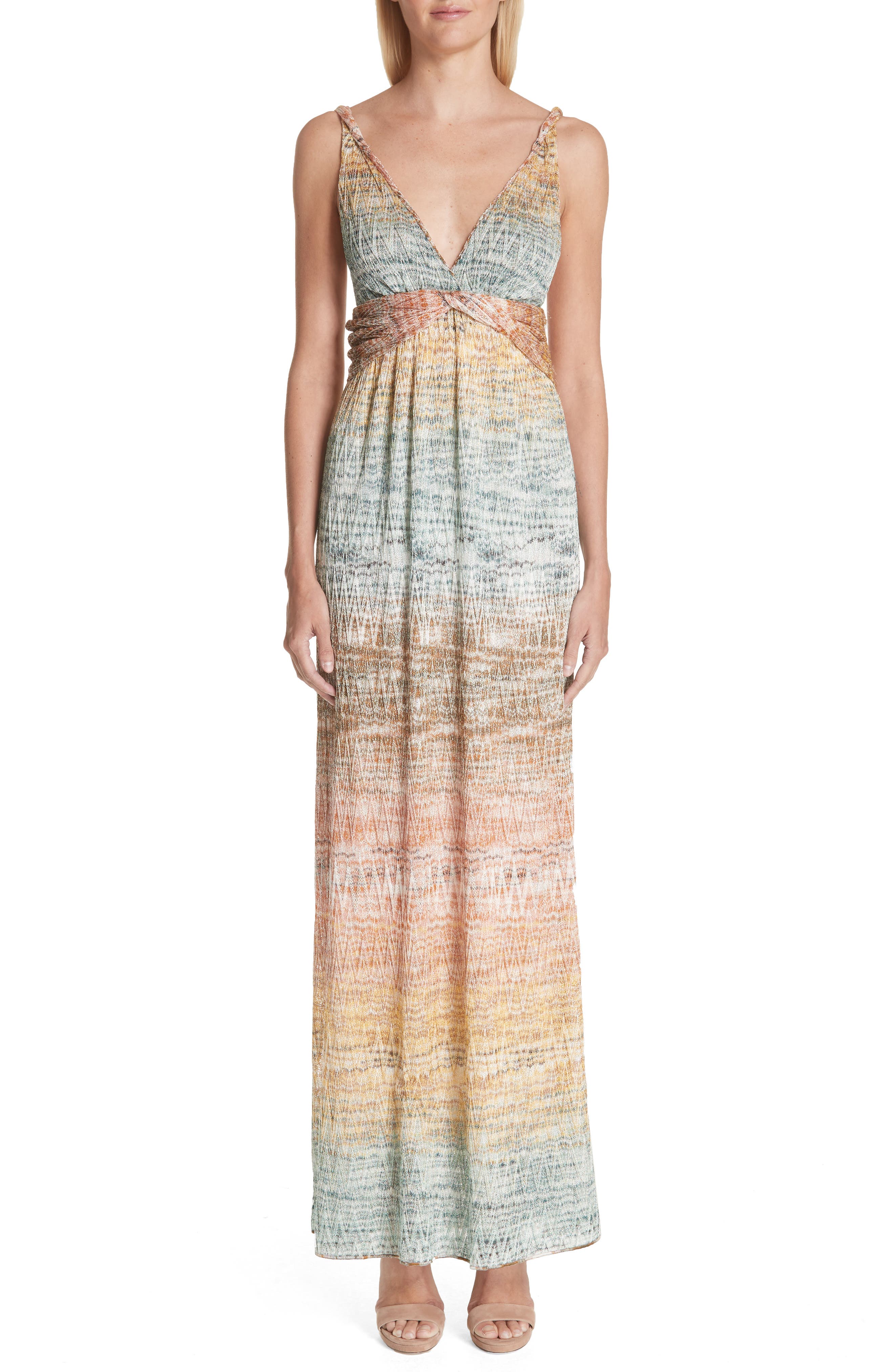 Missoni Metallic Knit Maxi Dress, US / 46 IT - White