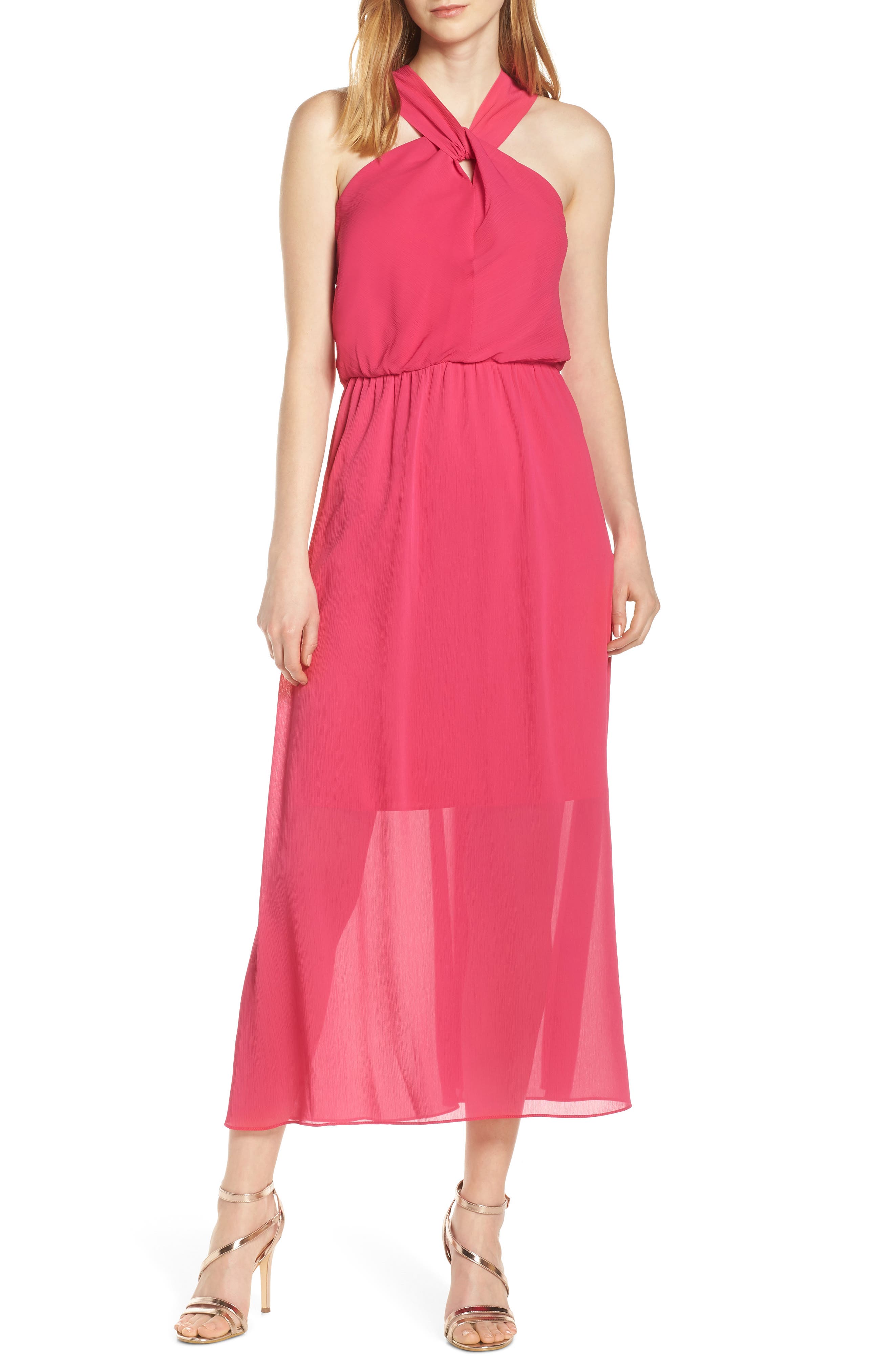 Sam Edelman Crisscross Neck Maxi Dress, Pink