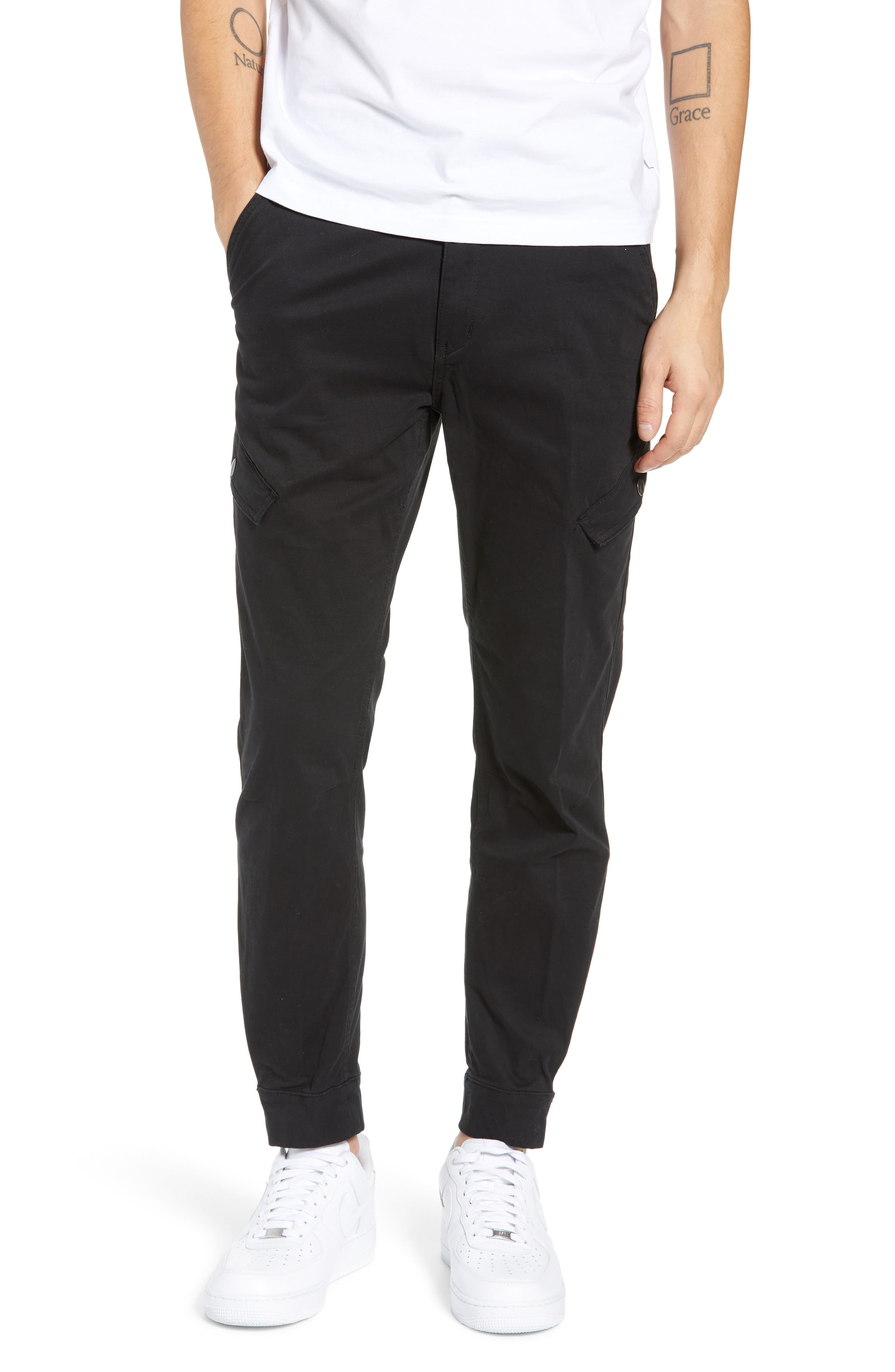 Wesc Ryan Slim Fit Adjustable Cuff Cargo Pants, Black