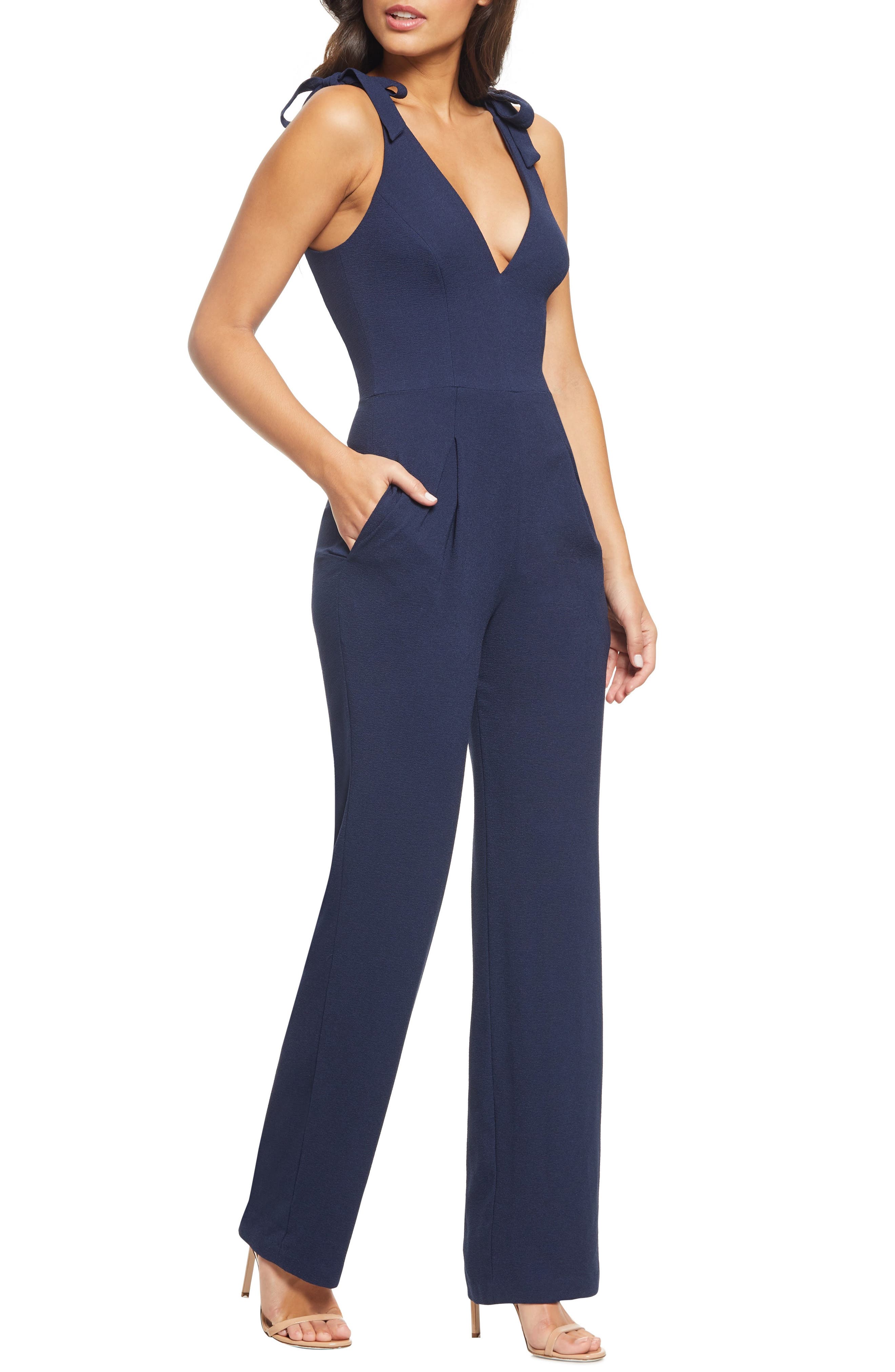 Dress The Population Suits MAIRA TIE SHOULDER CREPE JUMPSUIT