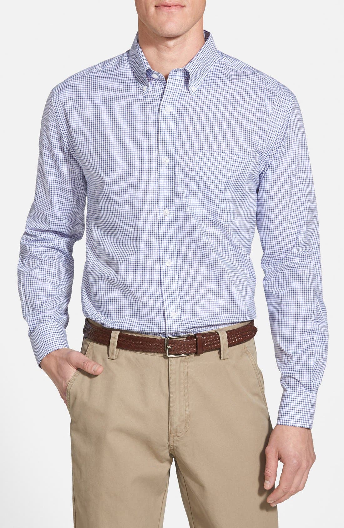 Cutter & Buck Epic Easy Care Classic Fit Wrinkle Free Tattersall Plaid Sport Shirt