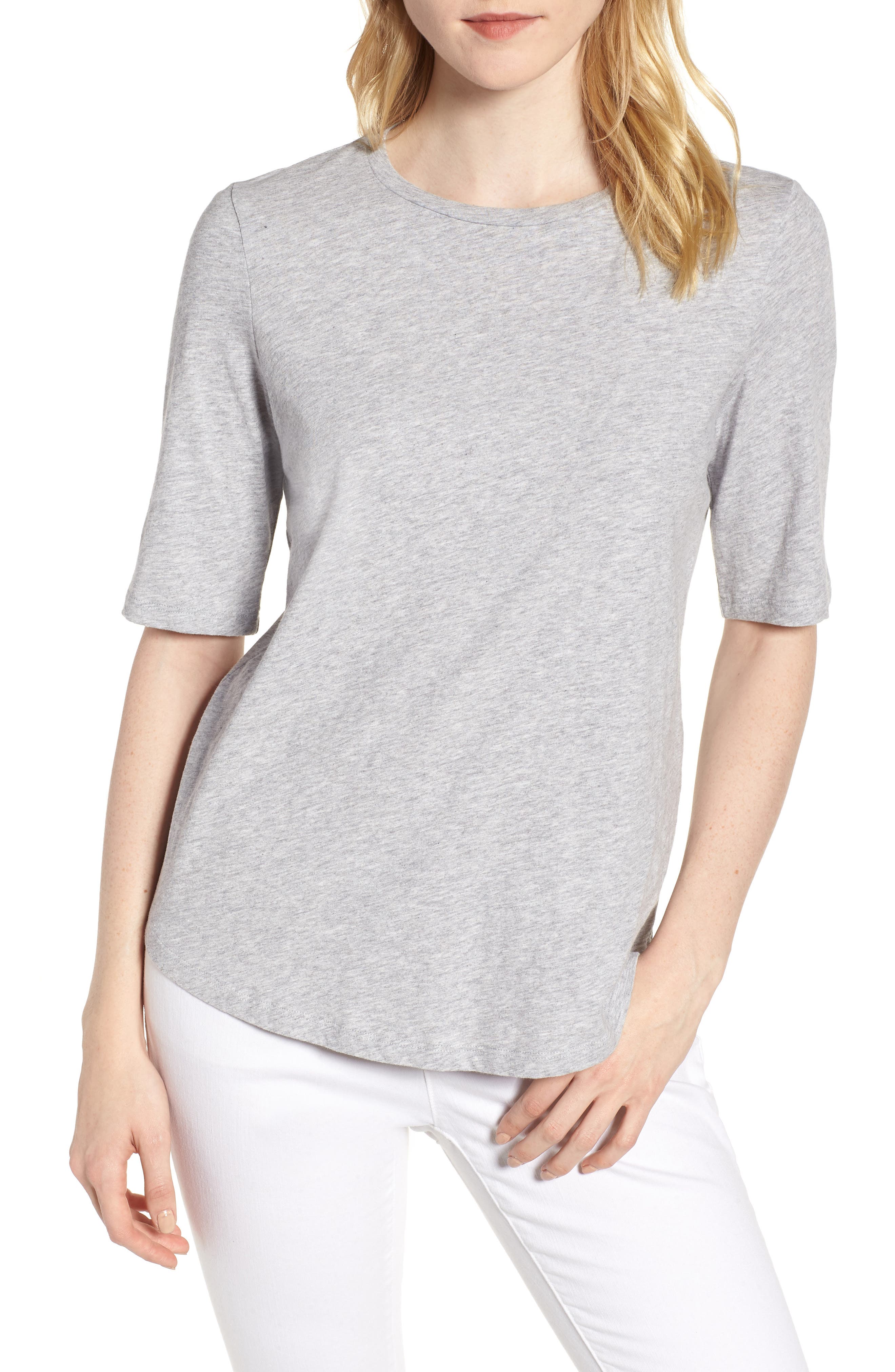 Petite Eileen Fisher Crewneck Tee, Grey