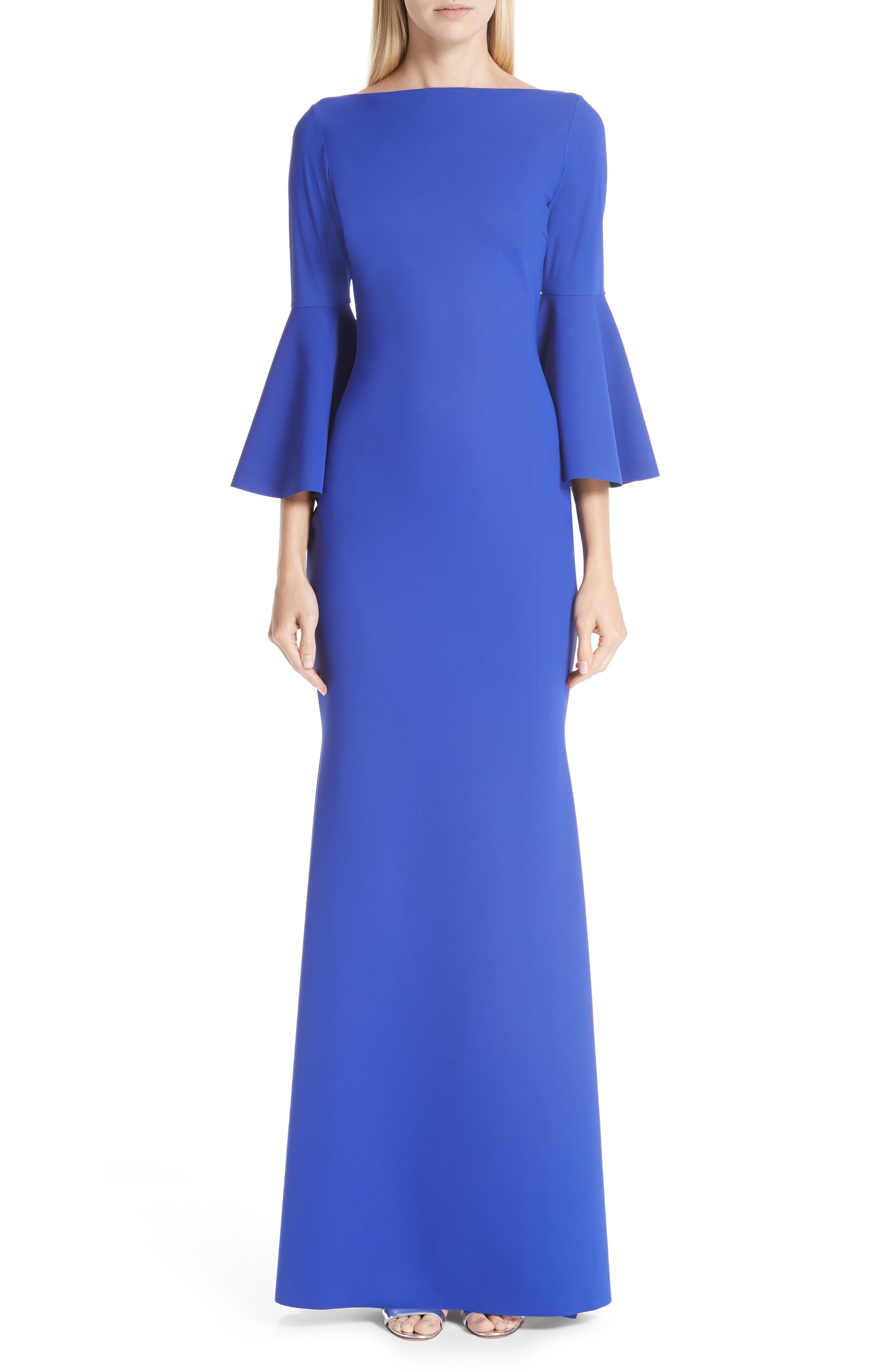 Chiara Boni La Petite Robe Iva Bell Sleeve Evening Dress, US / 40 IT - Blue