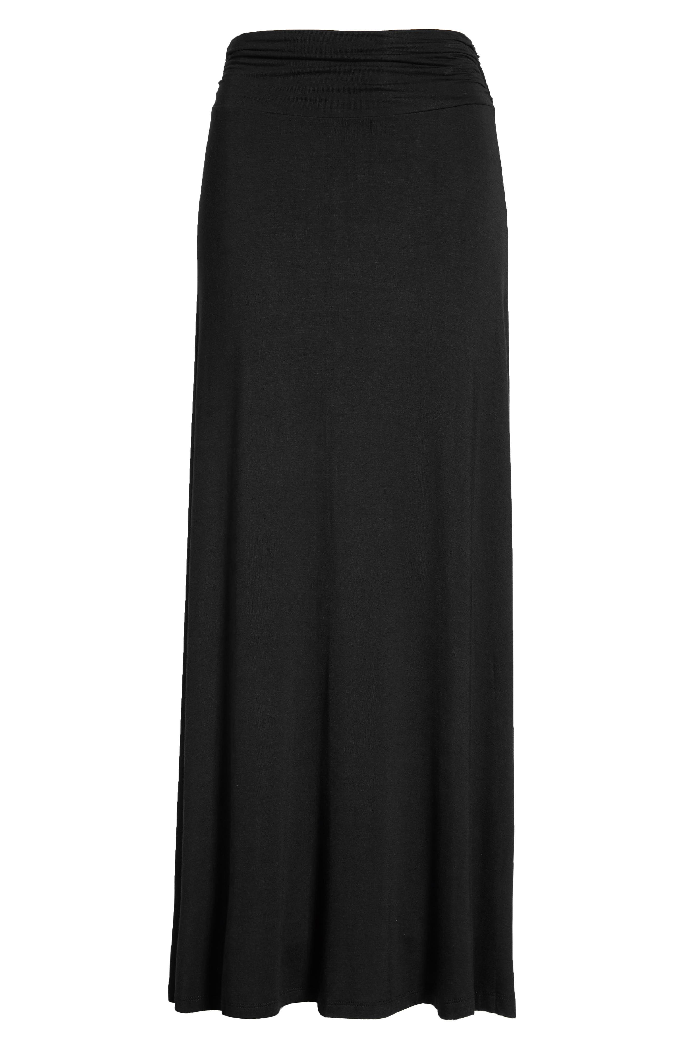 Bobeau Ruched Waist Side Slit Maxi Skirt