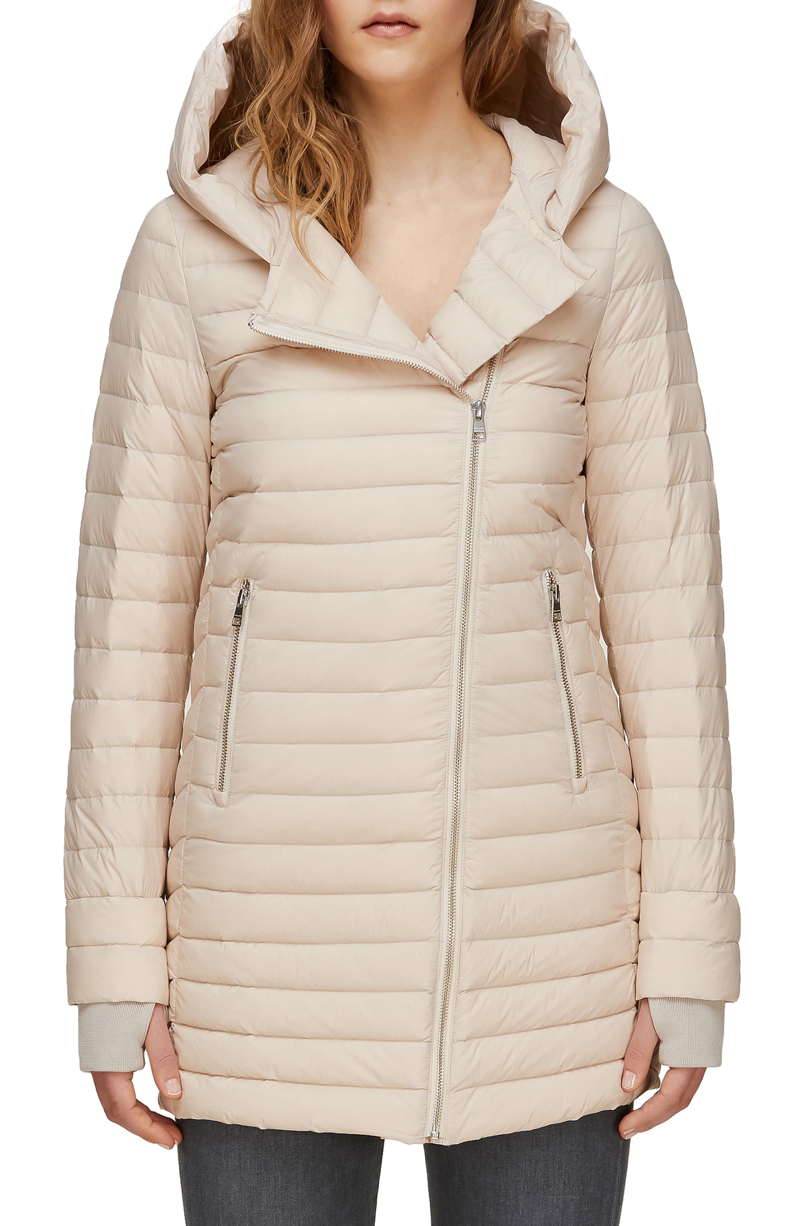 Soia & Kyo Hooded Water Repellent Lightweight Down Coat, Ivory