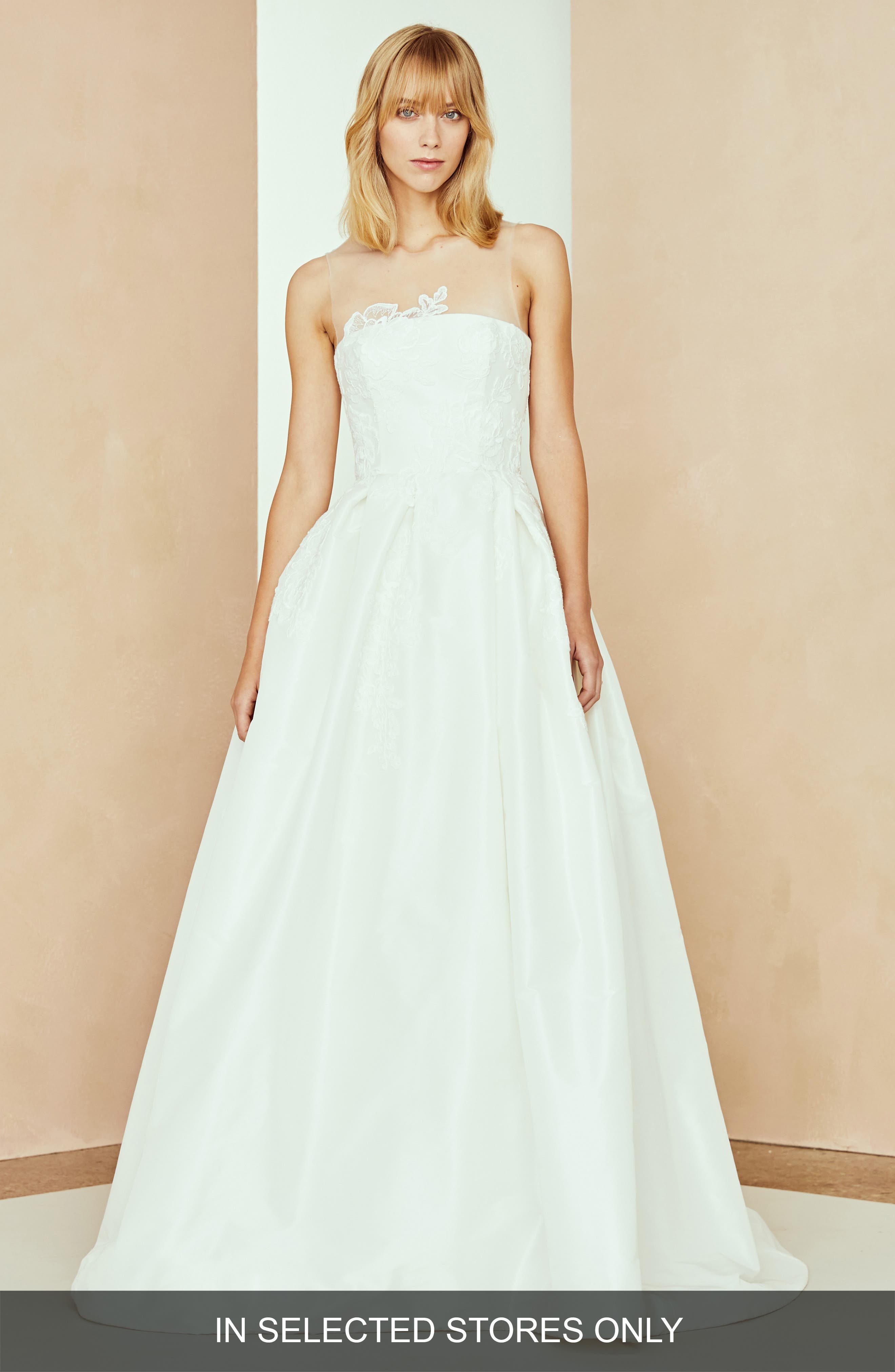 Nouvelle Amsale Bennet Taffeta & Lace Ballgown, Size IN STORE ONLY - Ivory