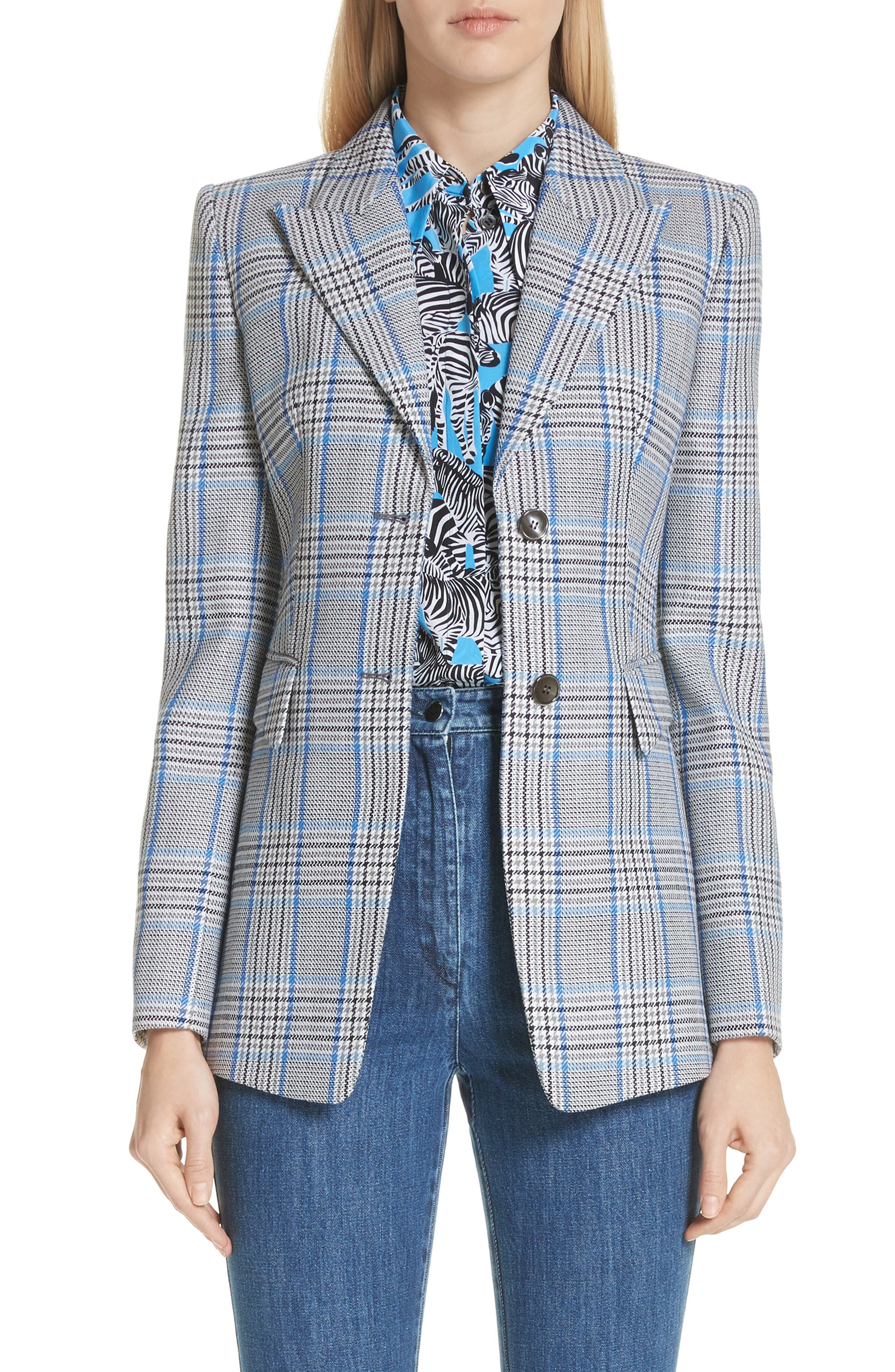 Plaid Pressed Wool Blazer,
                        Main,
                        color, ROYAL MULTI