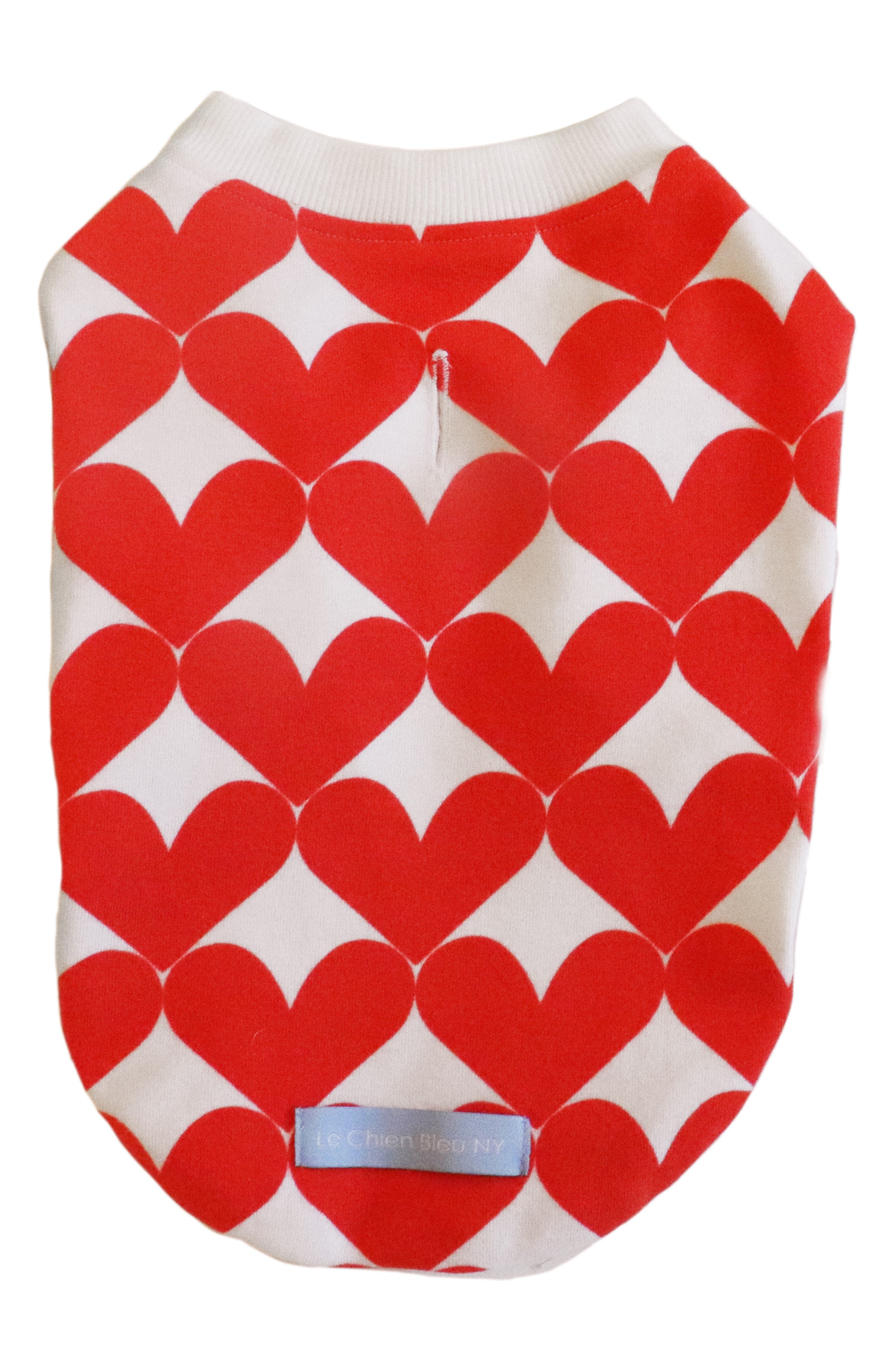 Le Chien Bleu Ny Amour Heart Print Dog Sweater, Red