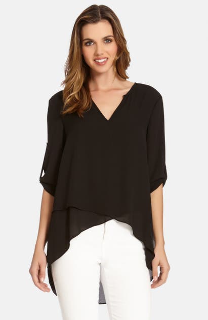 Karen Kane Tops ASYMMETRICAL WRAP HEM TOP