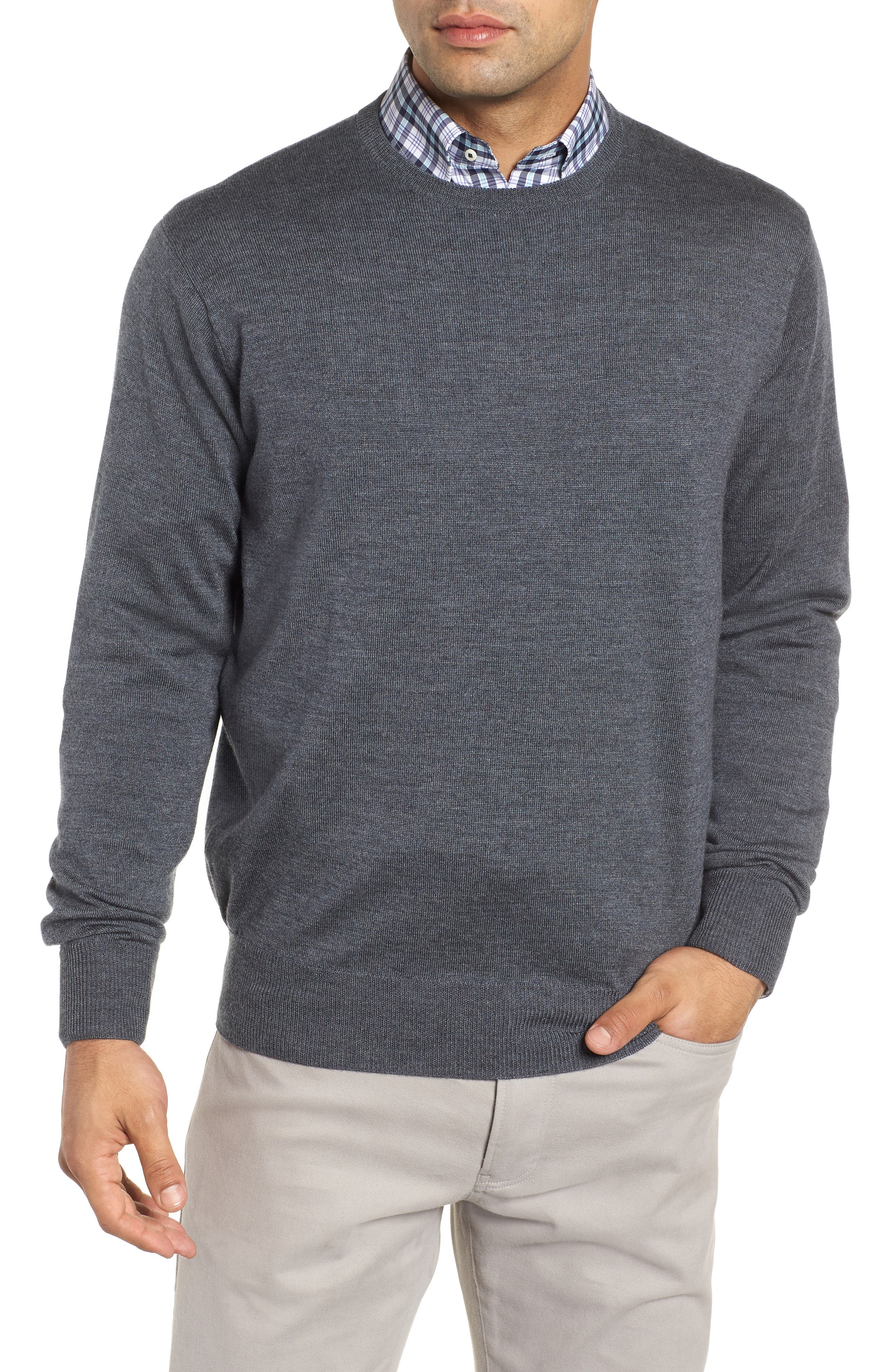 Peter Millar Crown Wool & Silk Sweater, Grey