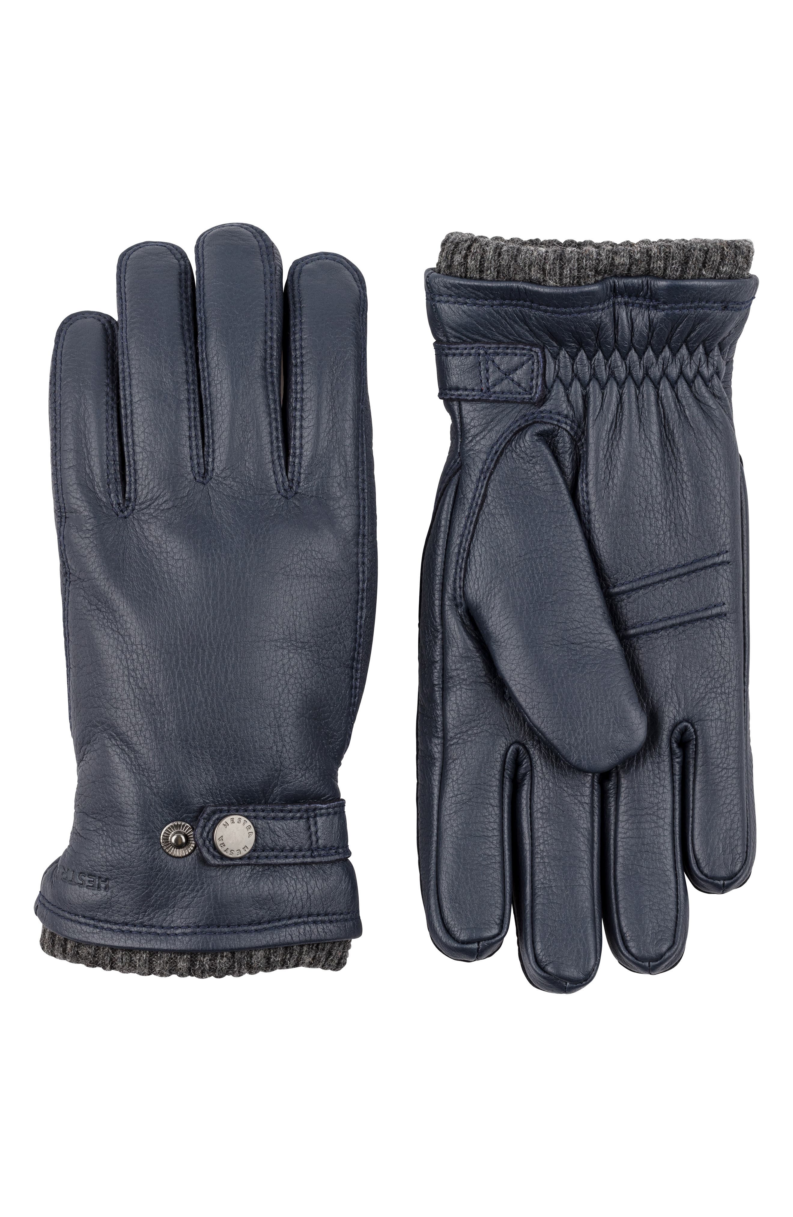 Hestra Utsjo Leather Gloves, Blue