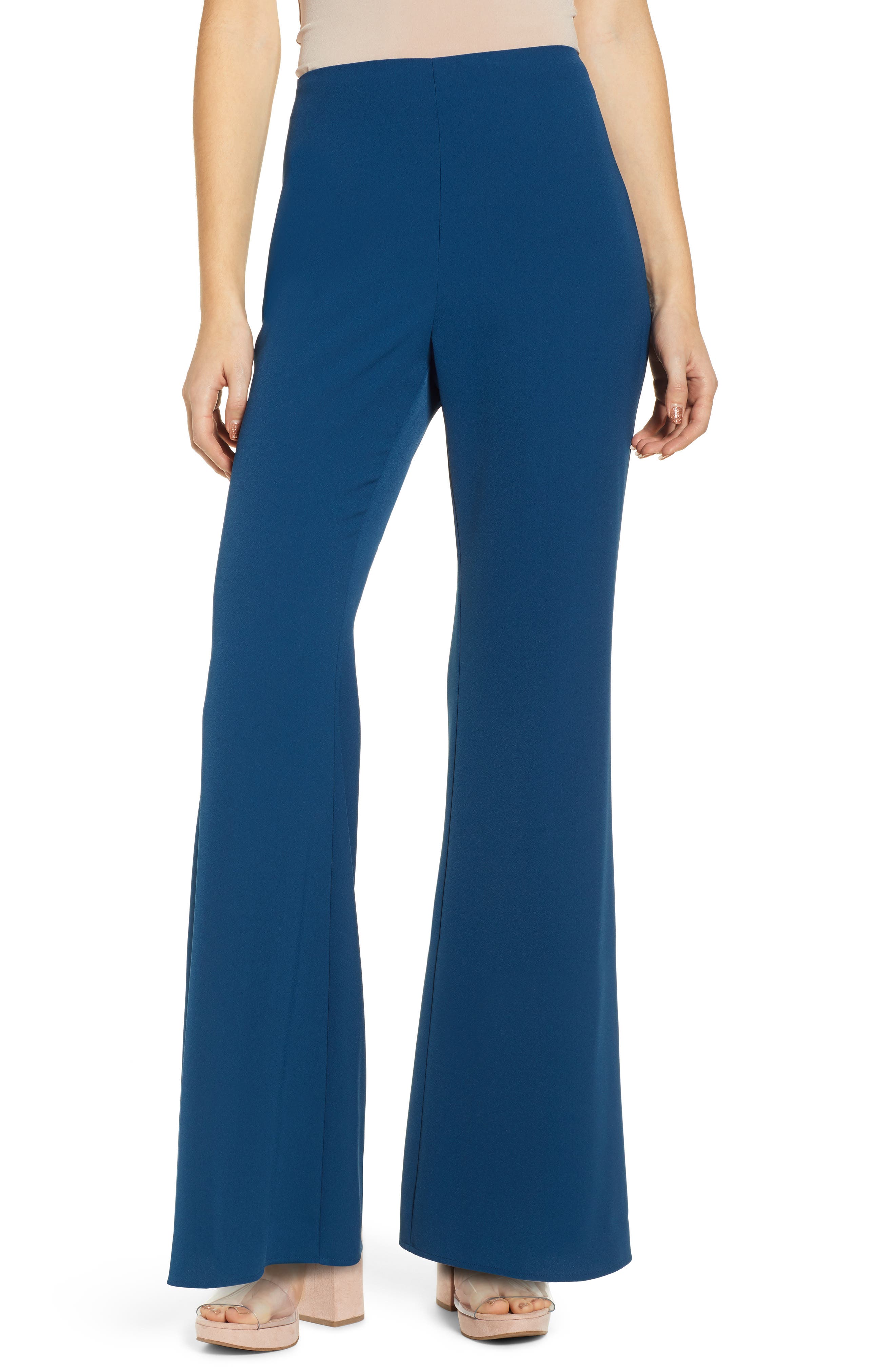 Plus Size Leith High Waist Flare Leg Pants, Blue