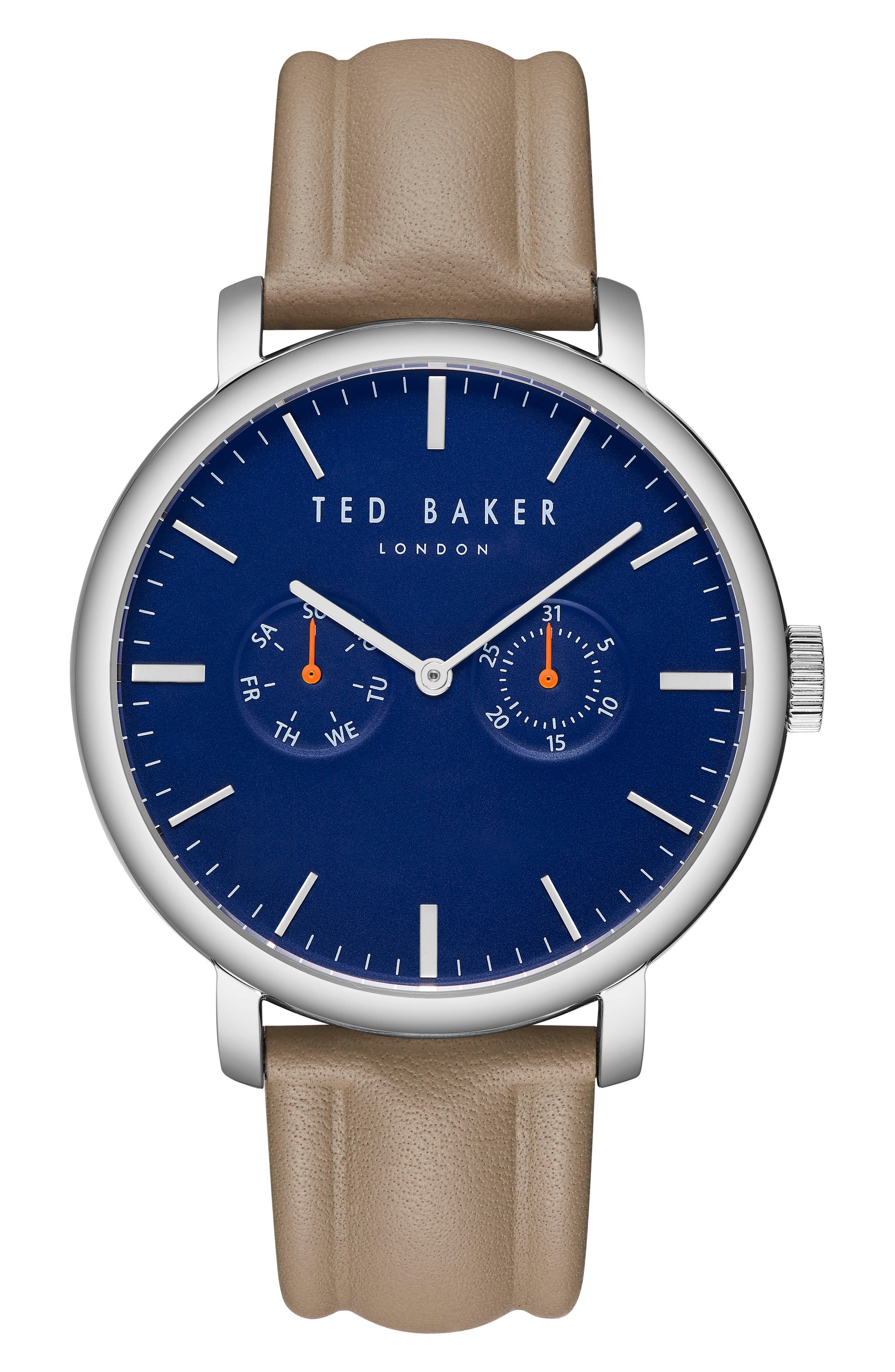 Ted Baker London Trent Leather Strap Watch, 4m