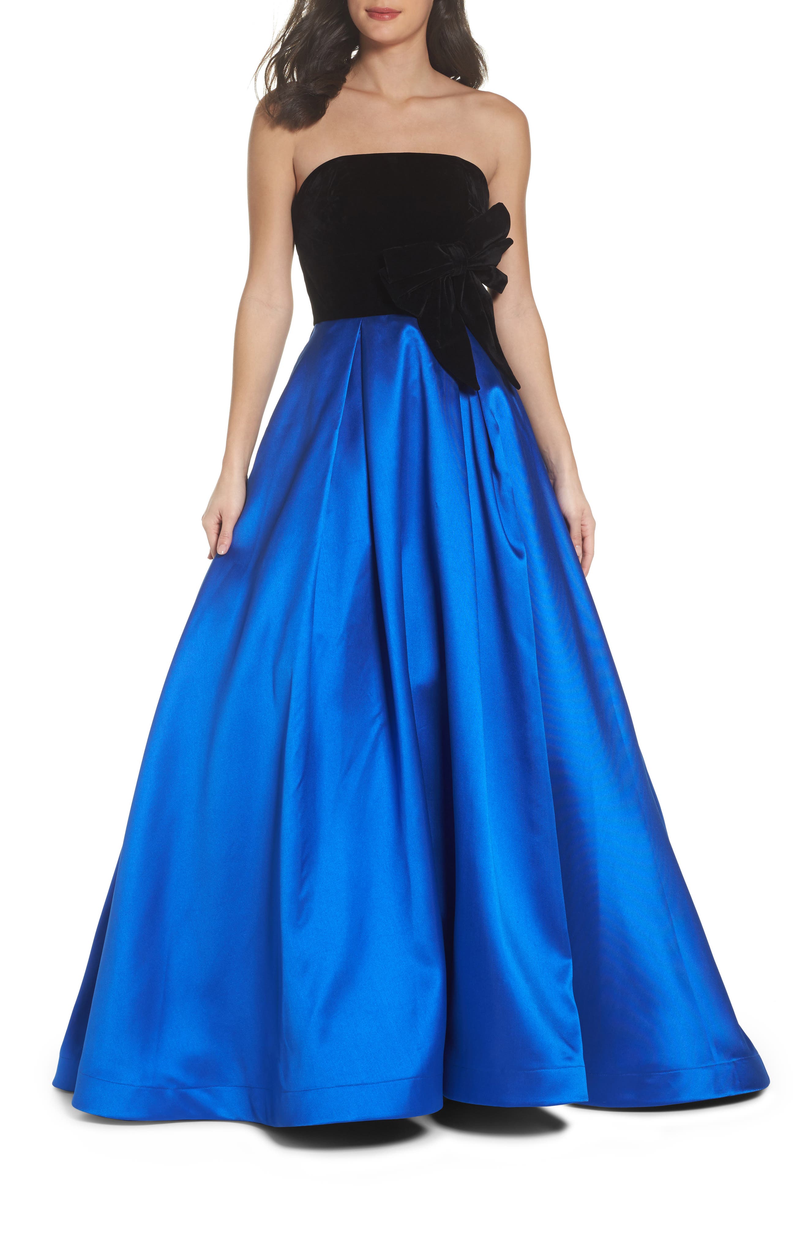 MAC Duggal Velvet Bodice Ballgown, Black