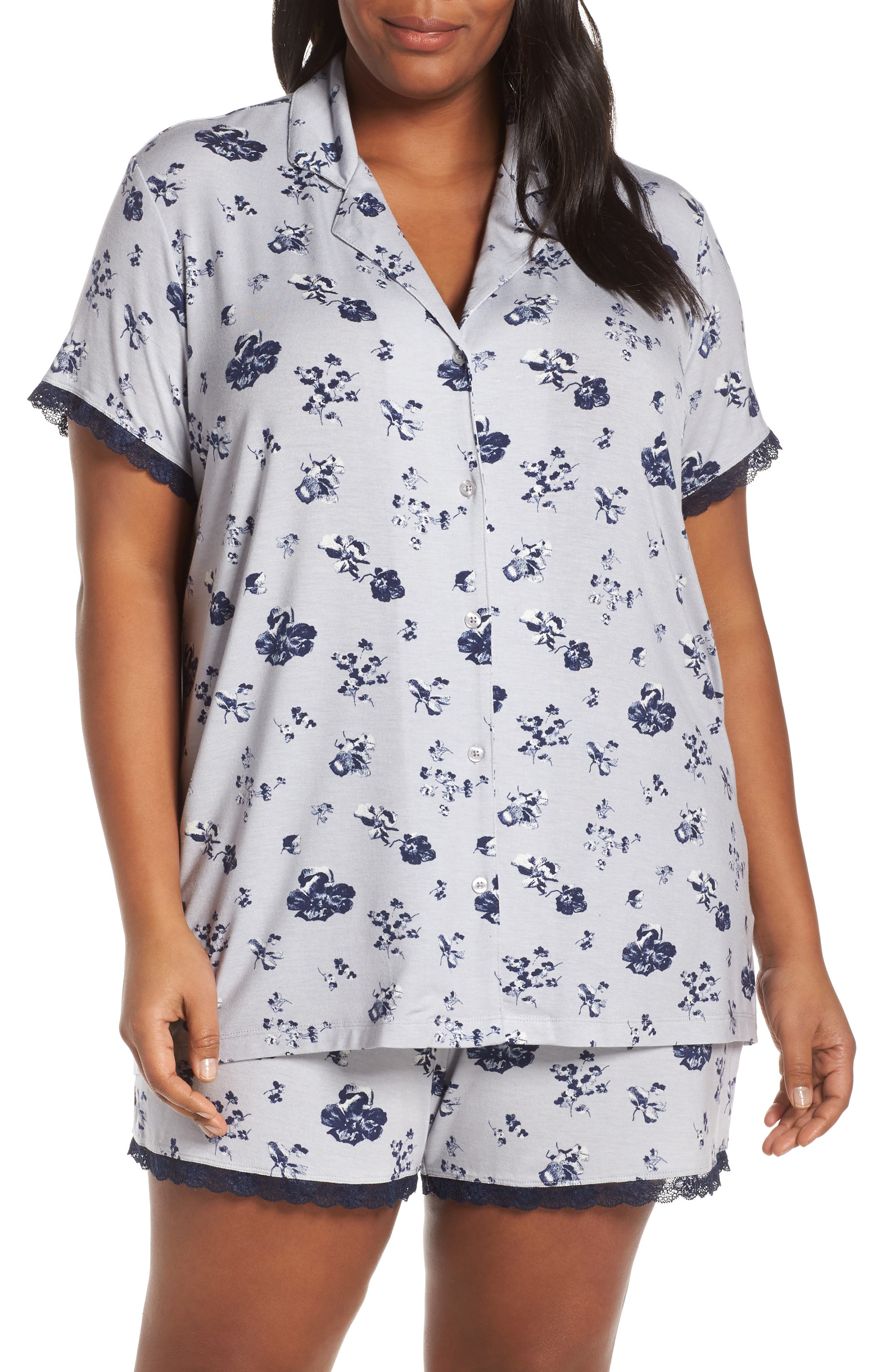 Plus Size Nordstrom Lingerie Moonlight Shortie Pajamas, Grey