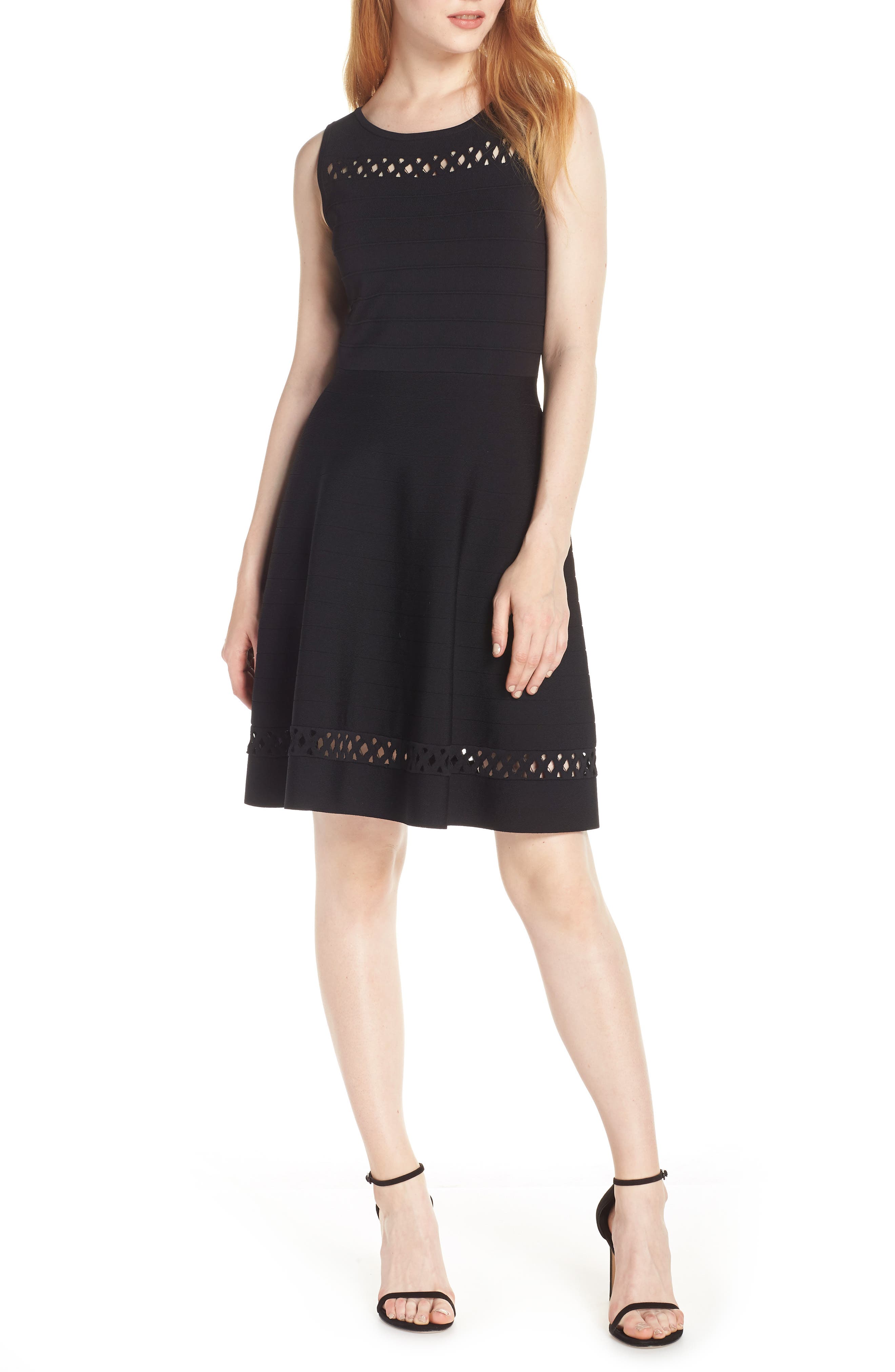 French Connection Kai Fit & Flare Sweater Dress, Black