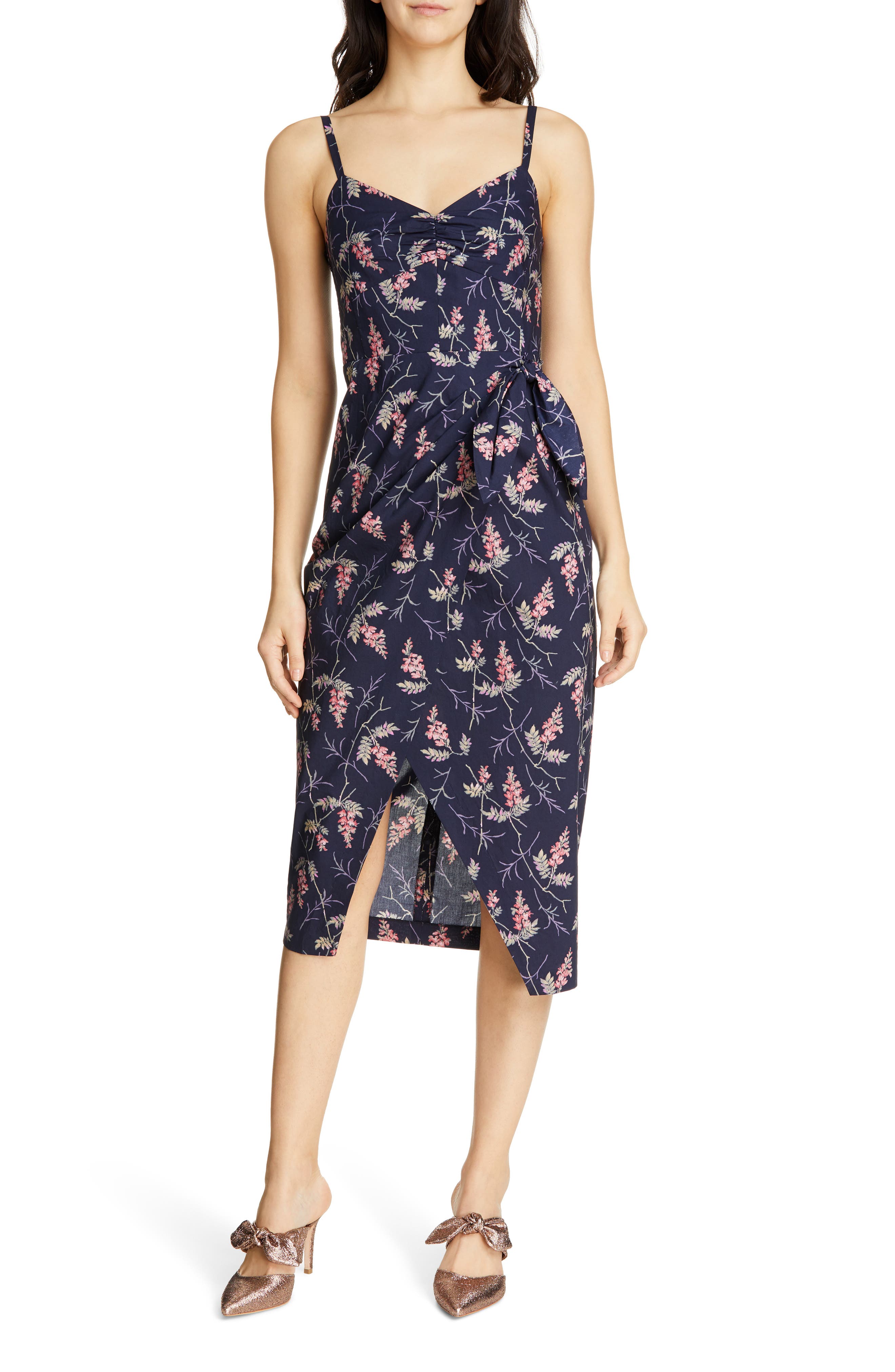 Rebecca Taylor Ivie Floral Sleeveless Cotton Midi Sundress, Blue