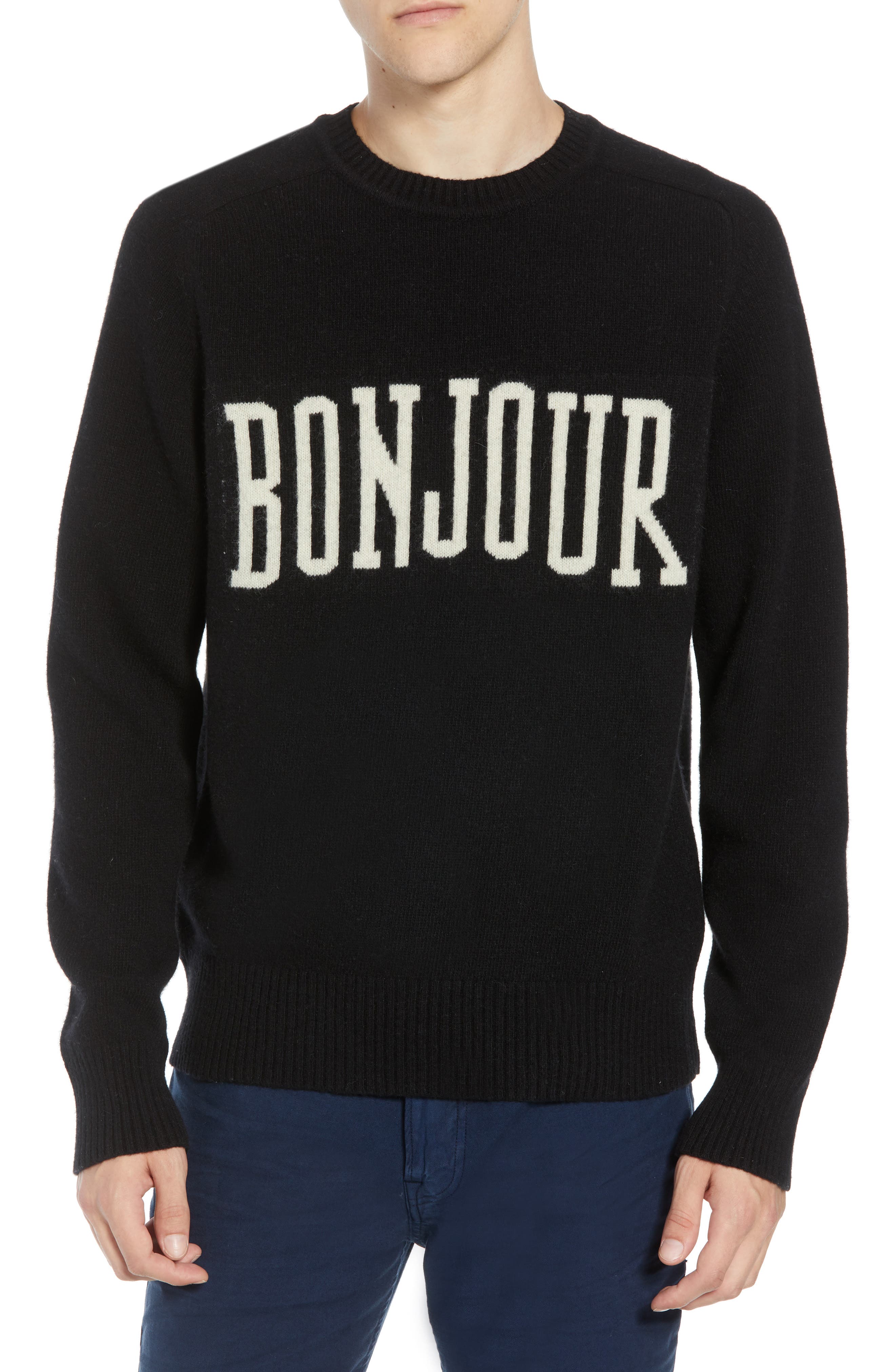 French Connection Bonjour Wool Blend Sweater, Black