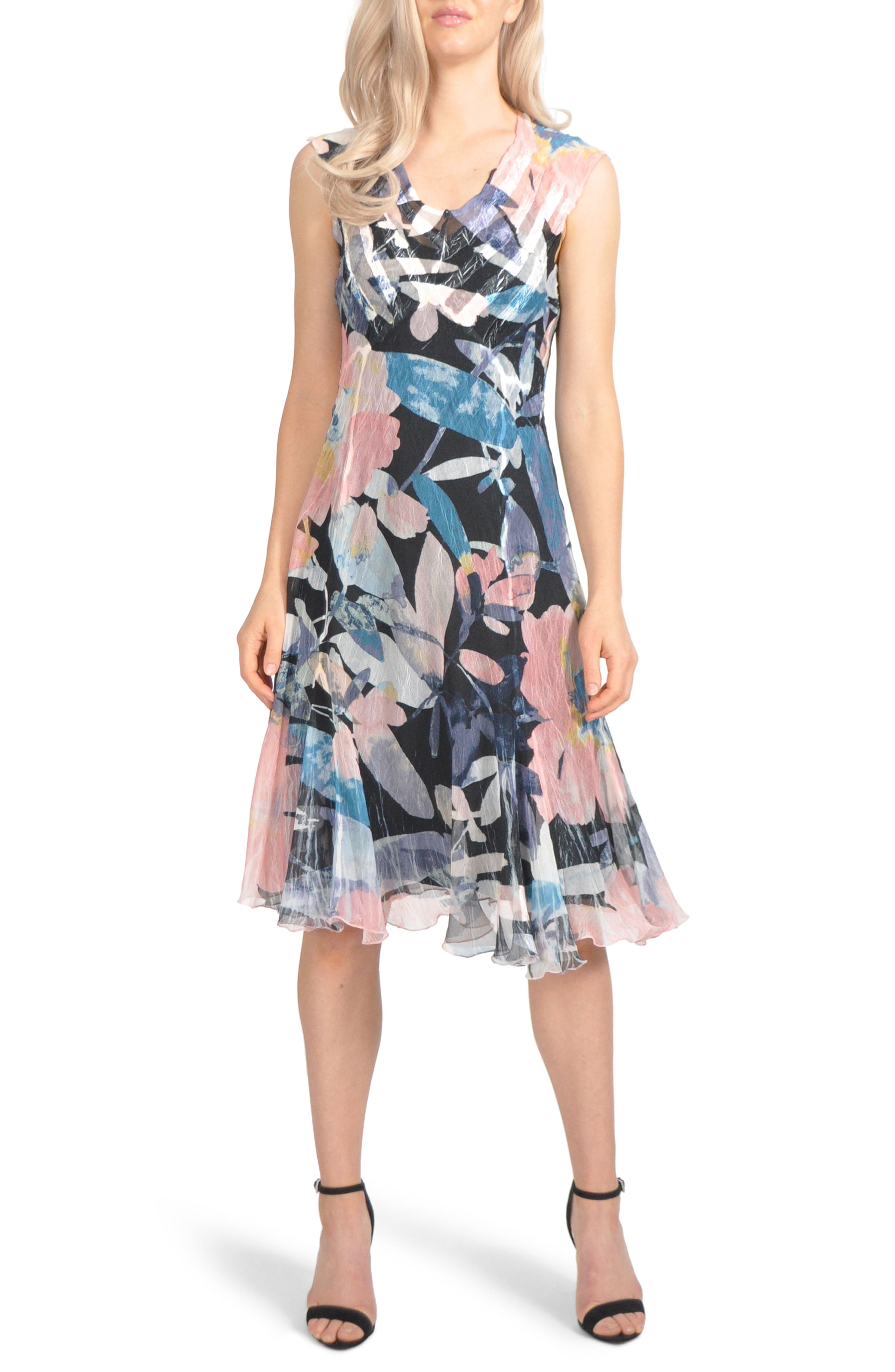 Komarov Chiffon A-Line Dress, Black