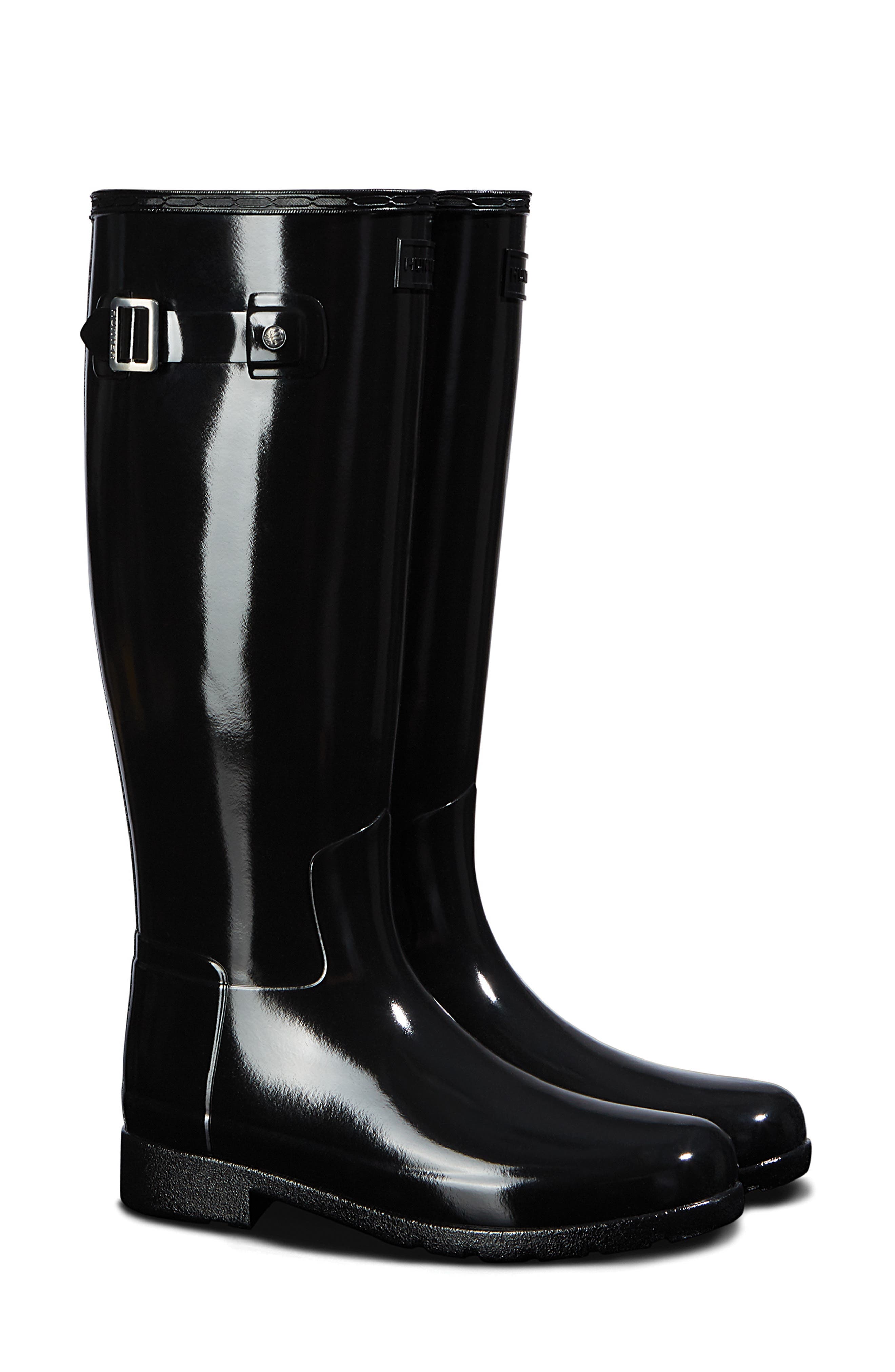 Hunter Original Refined Gloss Tall Waterproof Rain Boot, Black