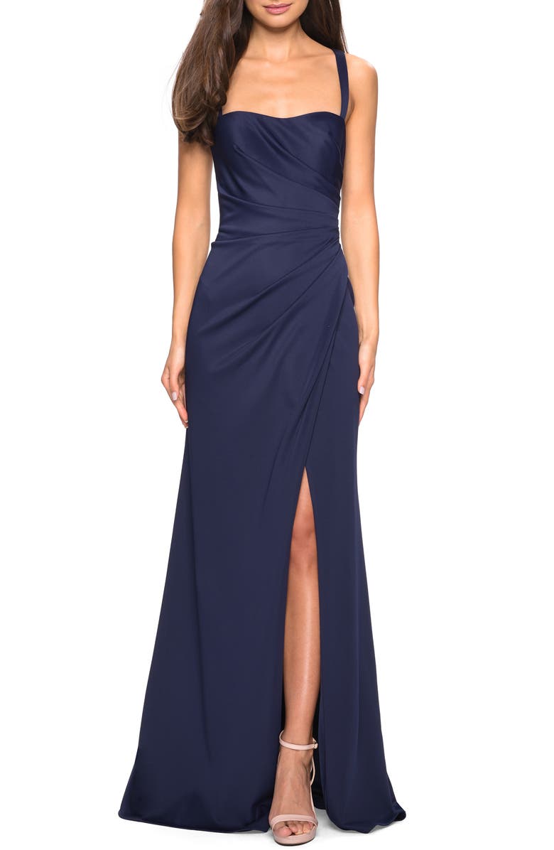 La Femme Ruched Soft Jersey Evening Dress | Nordstrom