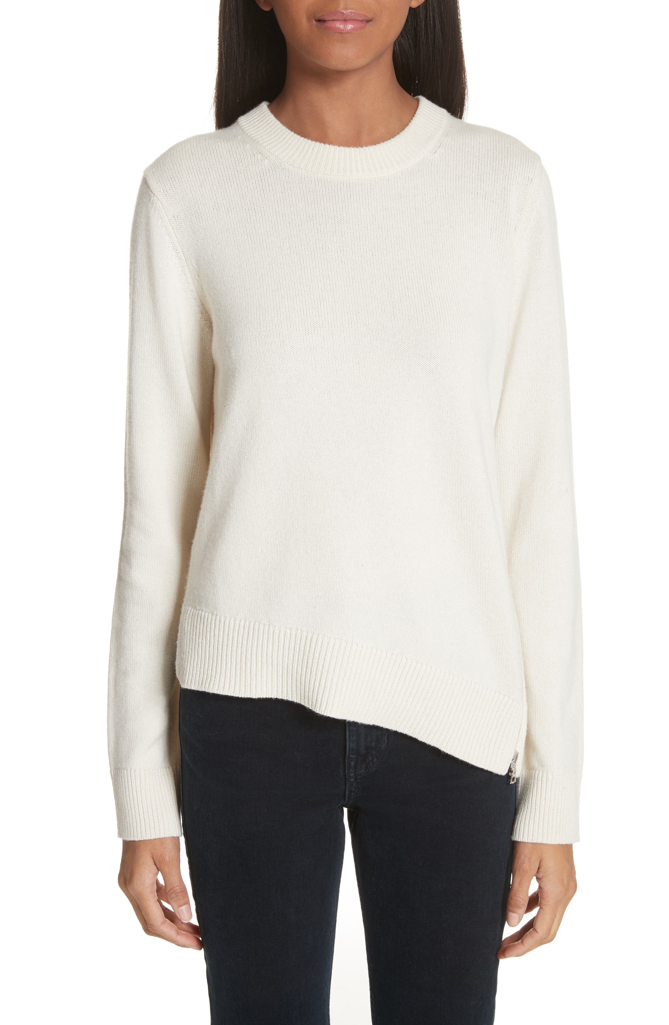 Proenza Schouler Asymmetrical Zip Detail Wool, Silk & Cashmere Sweater